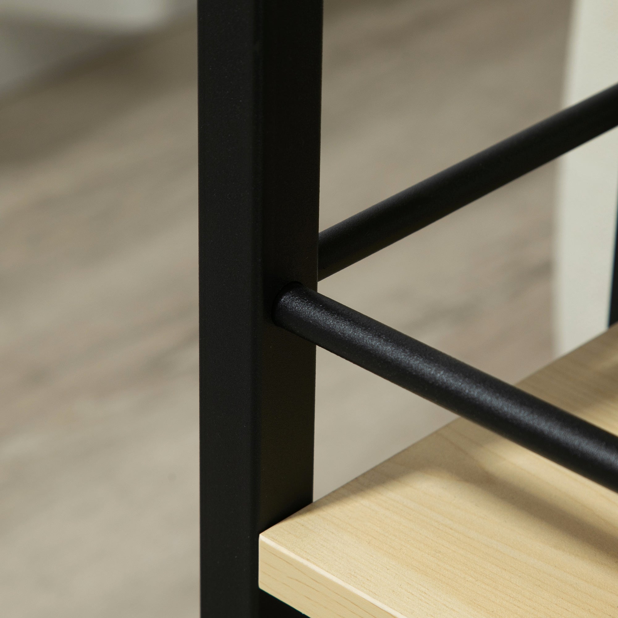 Mesa Auxiliar com Rodas – 60x34.5x64.5cm – Bege – Madeira melamina e metal