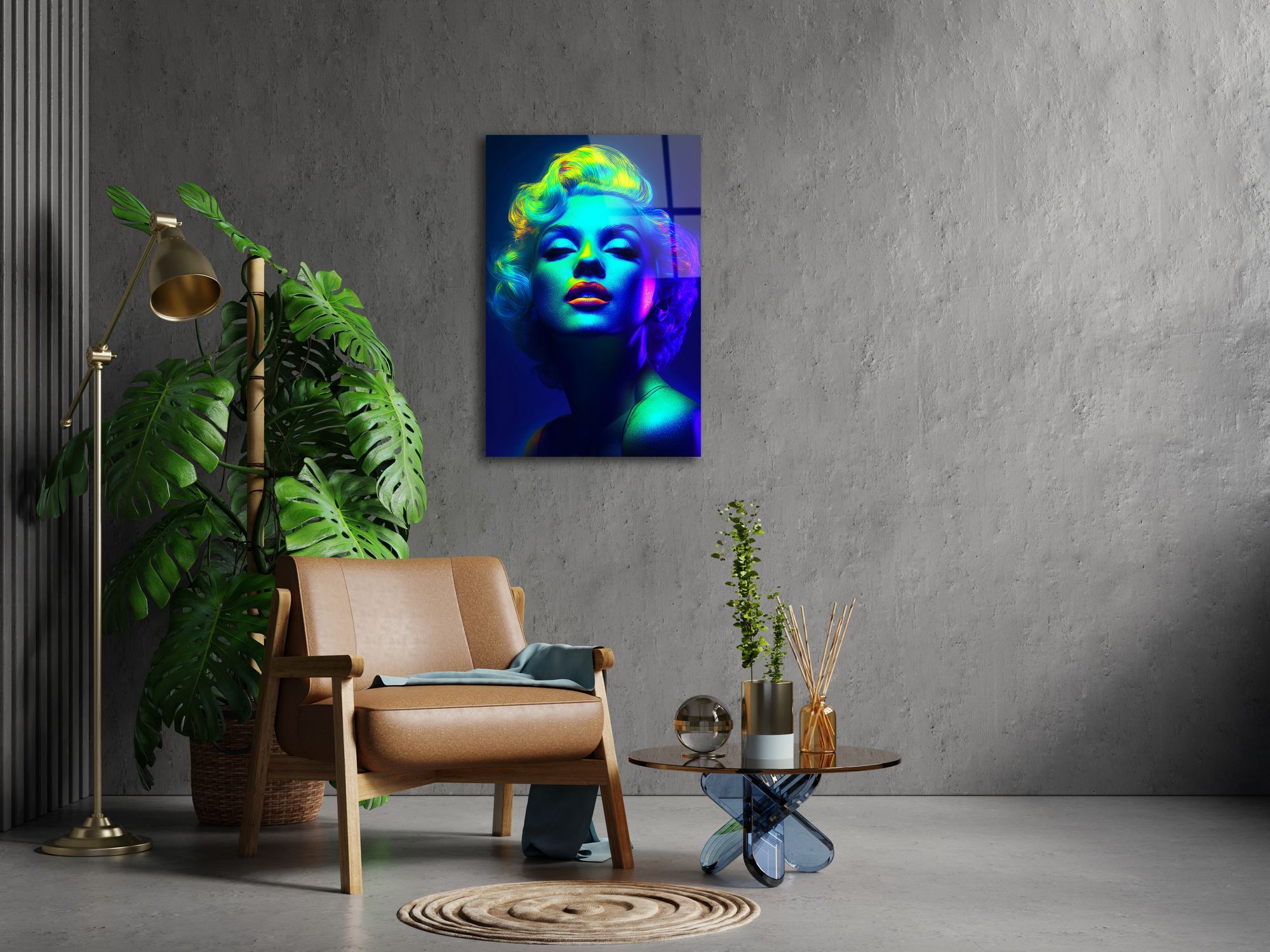 Marilyn Monroe — Quadro Decorativo em Vidro Acrílico Multicolor, 44 x 66 cm, Acrílico Óptico 100% (3 mm)