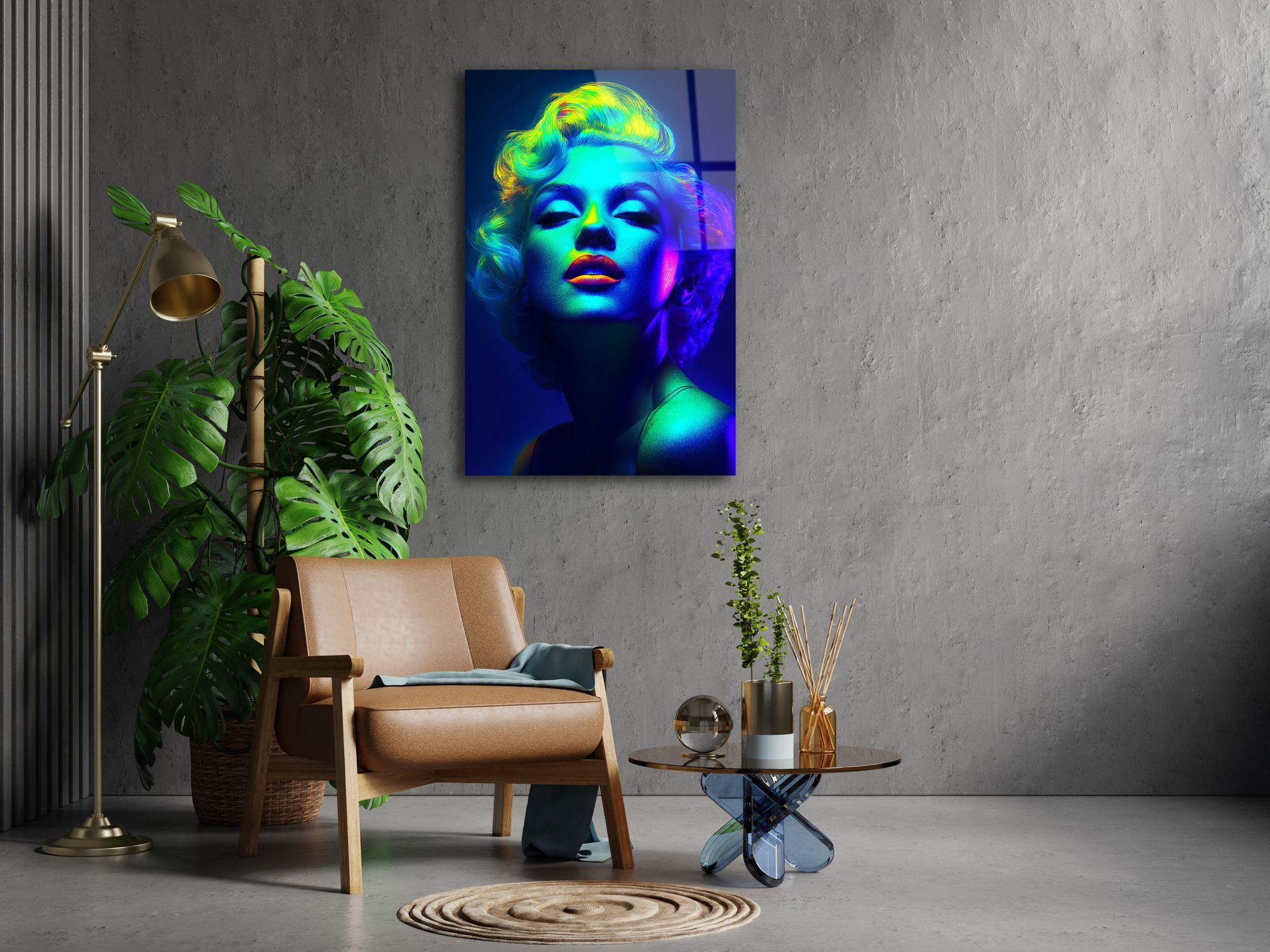 Marilyn Monroe – Quadro Decorativo em Vidro Acrílico 100% Grau Ótico 3 mm (66 x 99 cm), Multicolorido
