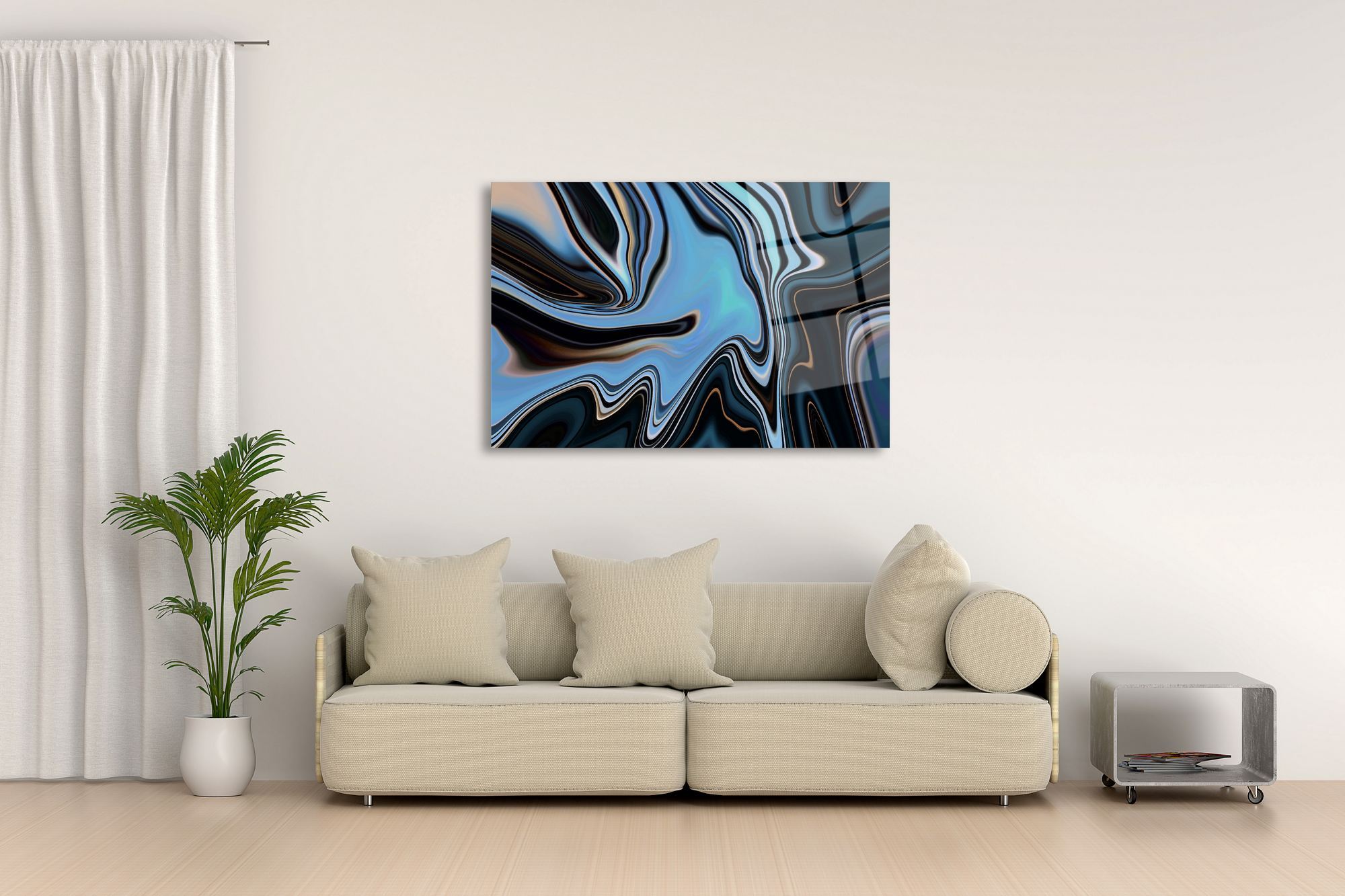 Liquid Horizon – Quadro Decorativo em Vidro Acrílico de Grau Ótico 3 mm (66 x 99 cm), Multicolor