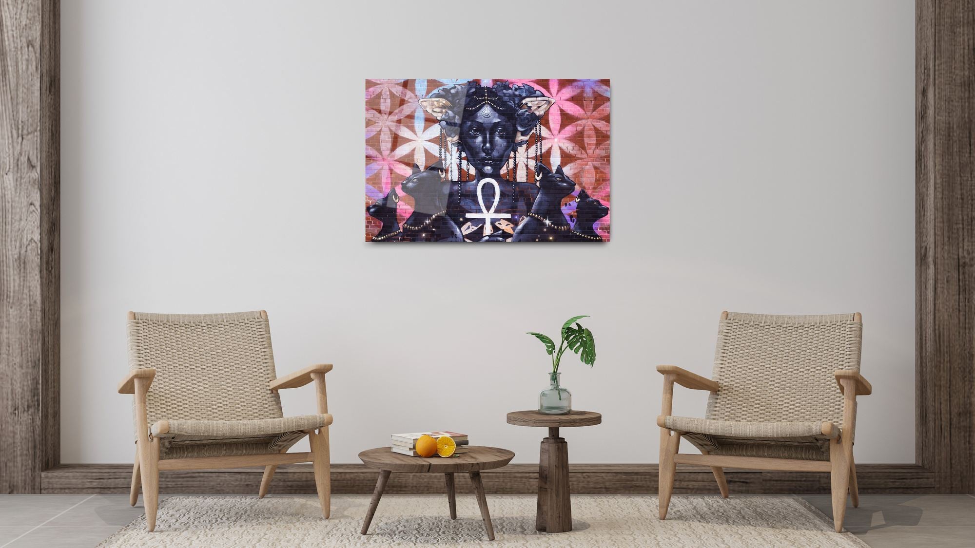 Egyptian Mystique — Quadro Decorativo em Vidro Acrílico Multicolor 44 x 66 cm, 3 mm (Grau Ótico)