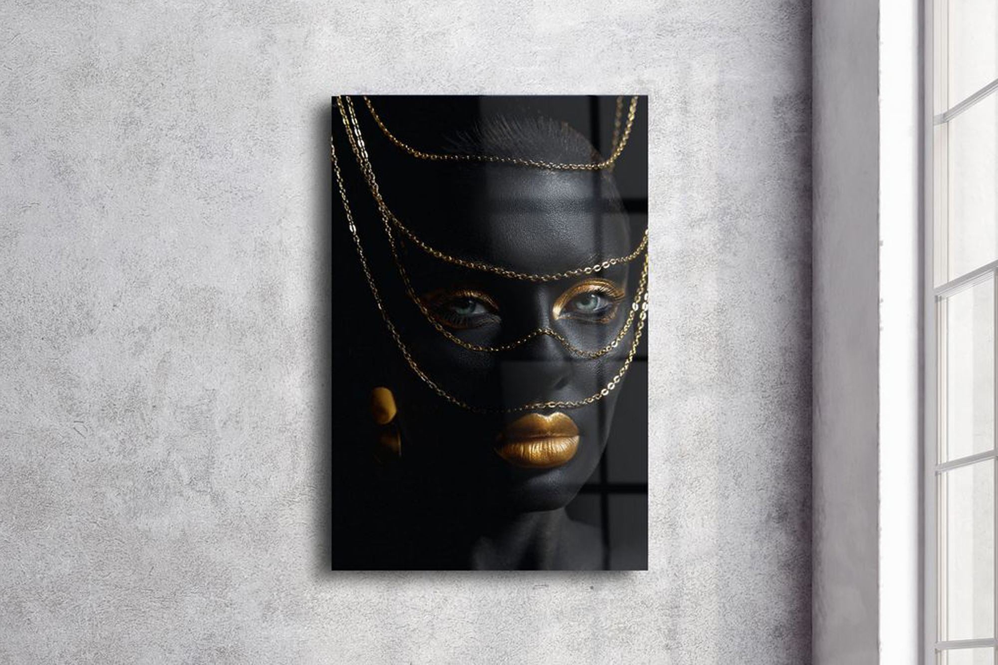 Golden Enigma – Quadro Decorativo em Acrílico de Grau Ótico, Multicolor, 44 x 66 cm (3 mm)