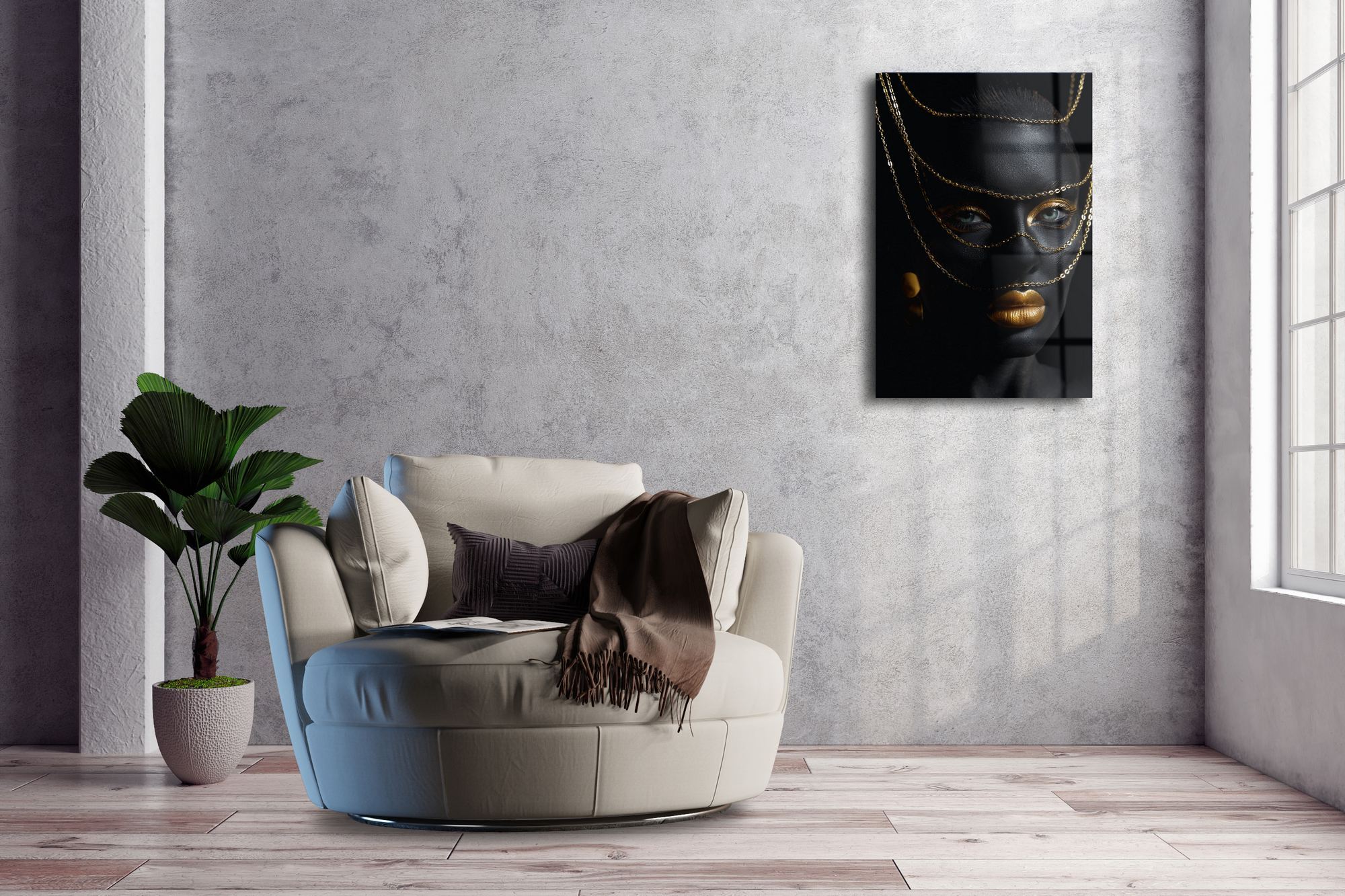 Golden Enigma – Quadro Decorativo em Acrílico de Grau Ótico, Multicolor, 44 x 66 cm (3 mm)