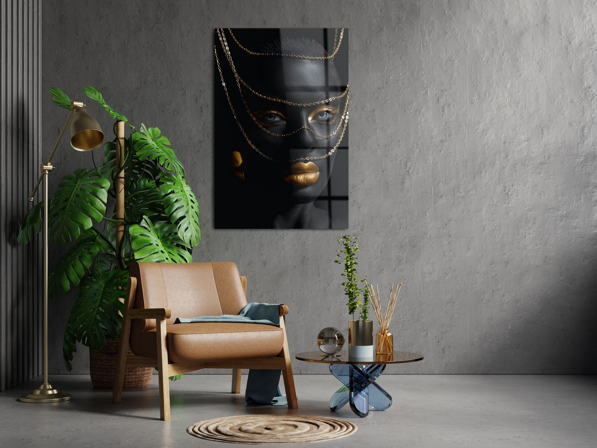 Golden Enigma – Quadro Decorativo em Acrílico de Grau Ótico 100% (66 x 99 cm, 3 mm) – Multicor