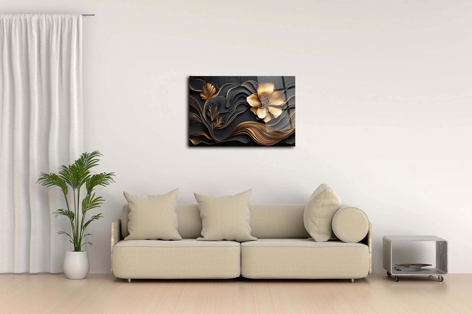 Opulent Bloom – Quadro Decorativo em Acrílico Óptico 3 mm, Multicolor, 44 x 66 cm