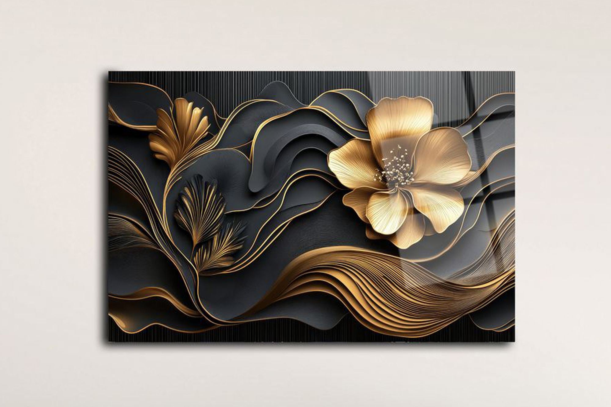 Opulent Bloom – Quadro Decorativo em Vidro Acrílico Multicolor, Grau Óptico 3 mm, 66 x 99 cm