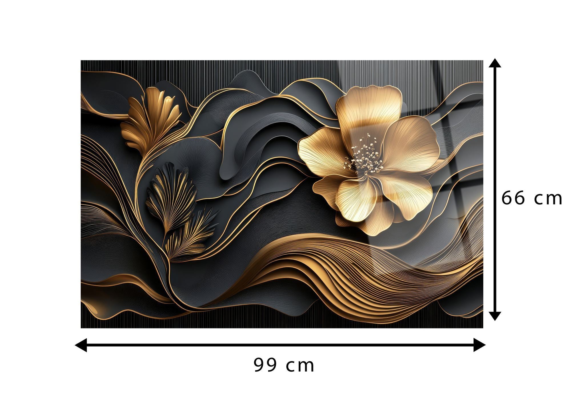 Opulent Bloom – Quadro Decorativo em Vidro Acrílico Multicolor, Grau Óptico 3 mm, 66 x 99 cm