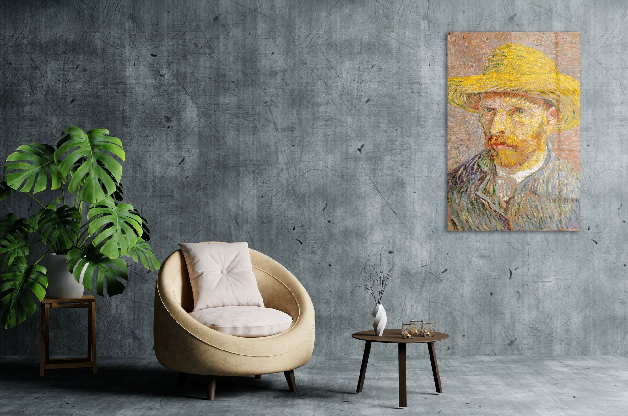 Van Gogh – Auto-Retrato em Vidro Acrílico Óptico 100% (3 mm), 66 x 99 cm – Multicolor