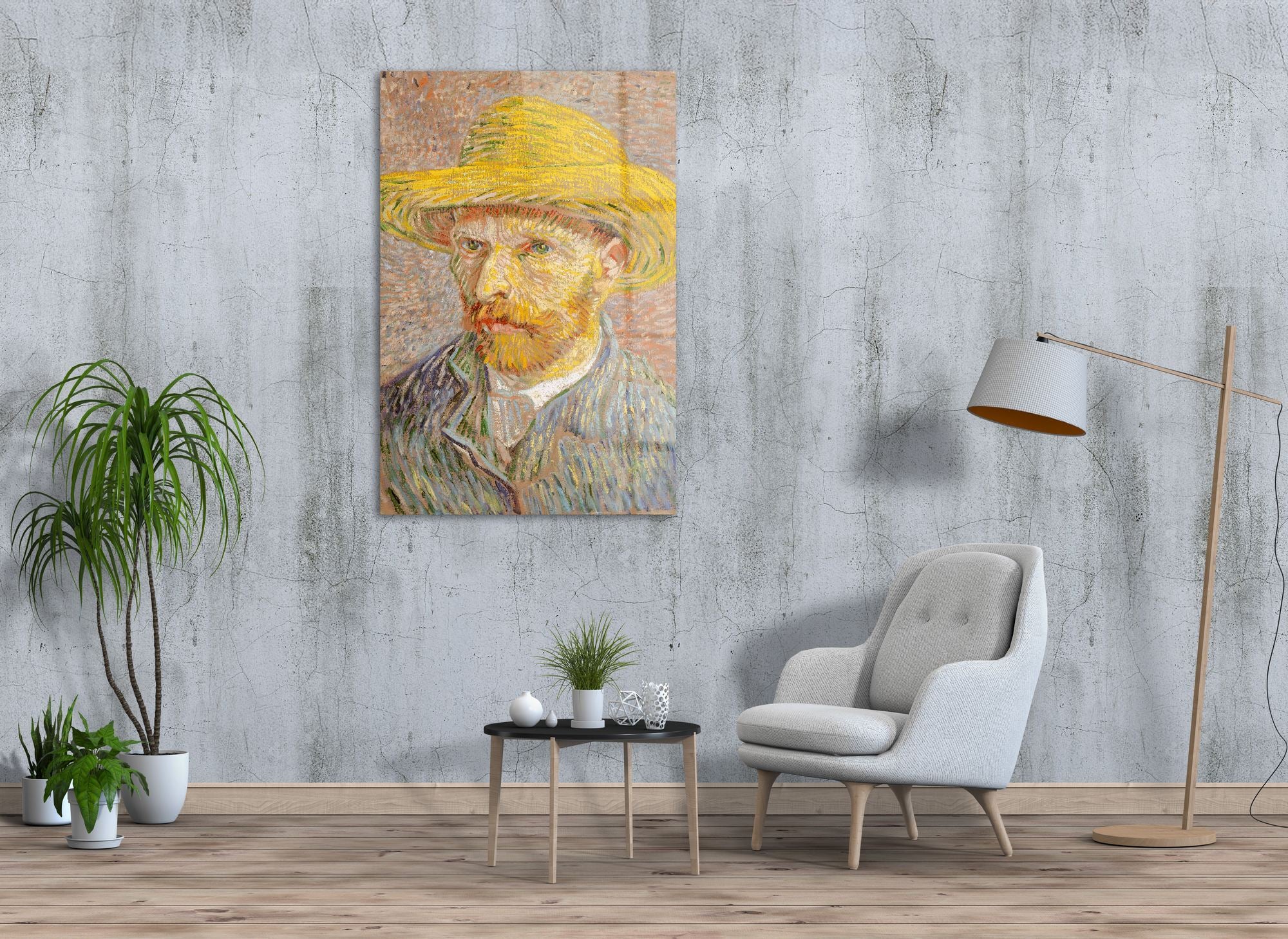 Van Gogh – Auto-Retrato em Vidro Acrílico Óptico 100% (3 mm), 66 x 99 cm – Multicolor