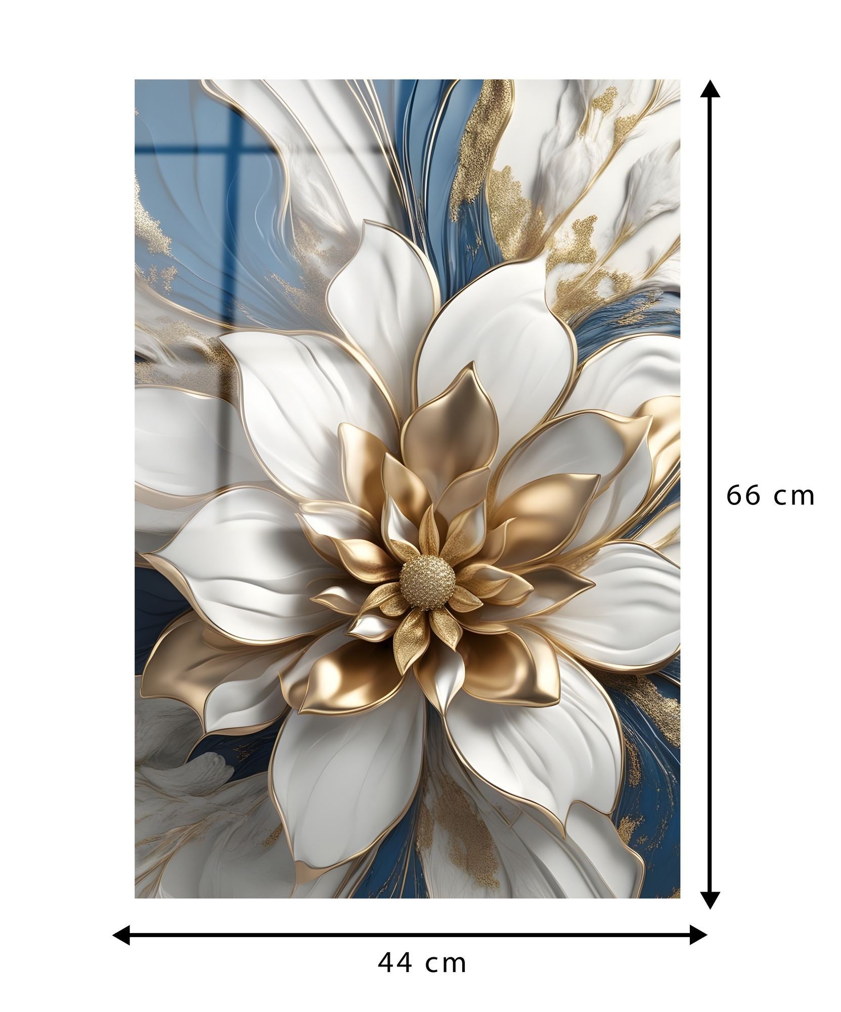 Gilded Serenity – Quadro Decorativo em Vidro Acrílico 44x66 cm, Multicolor, Acrílico Ótico 3 mm