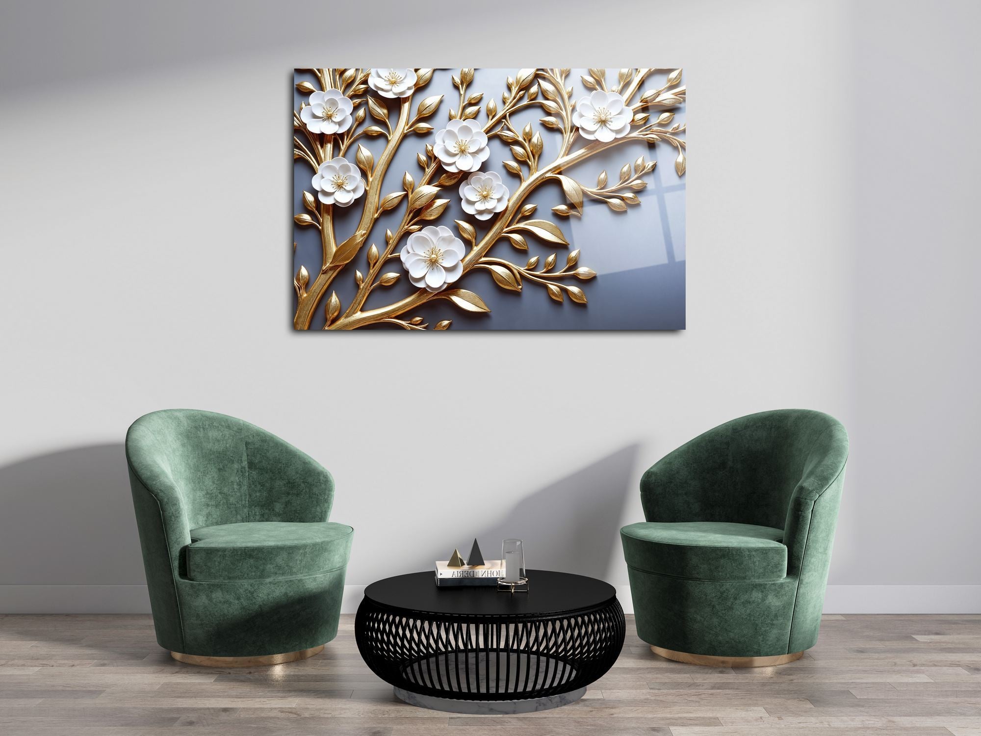 Golden Blossoms | Quadro Decorativo em Acrílico Óptico 3 mm (66 x 99 cm) – Multicolor