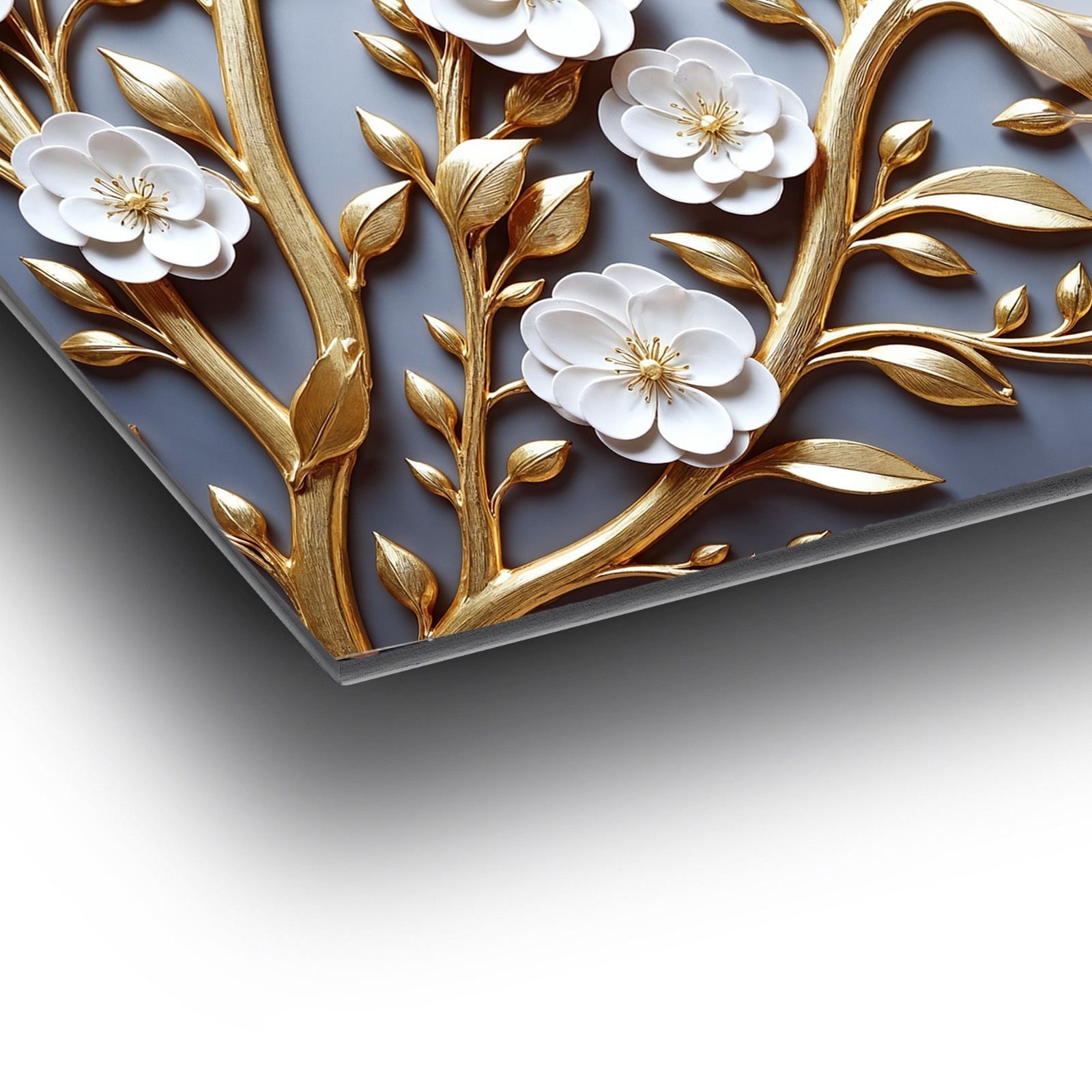 Golden Blossoms | Quadro Decorativo em Acrílico Óptico 3 mm (66 x 99 cm) – Multicolor