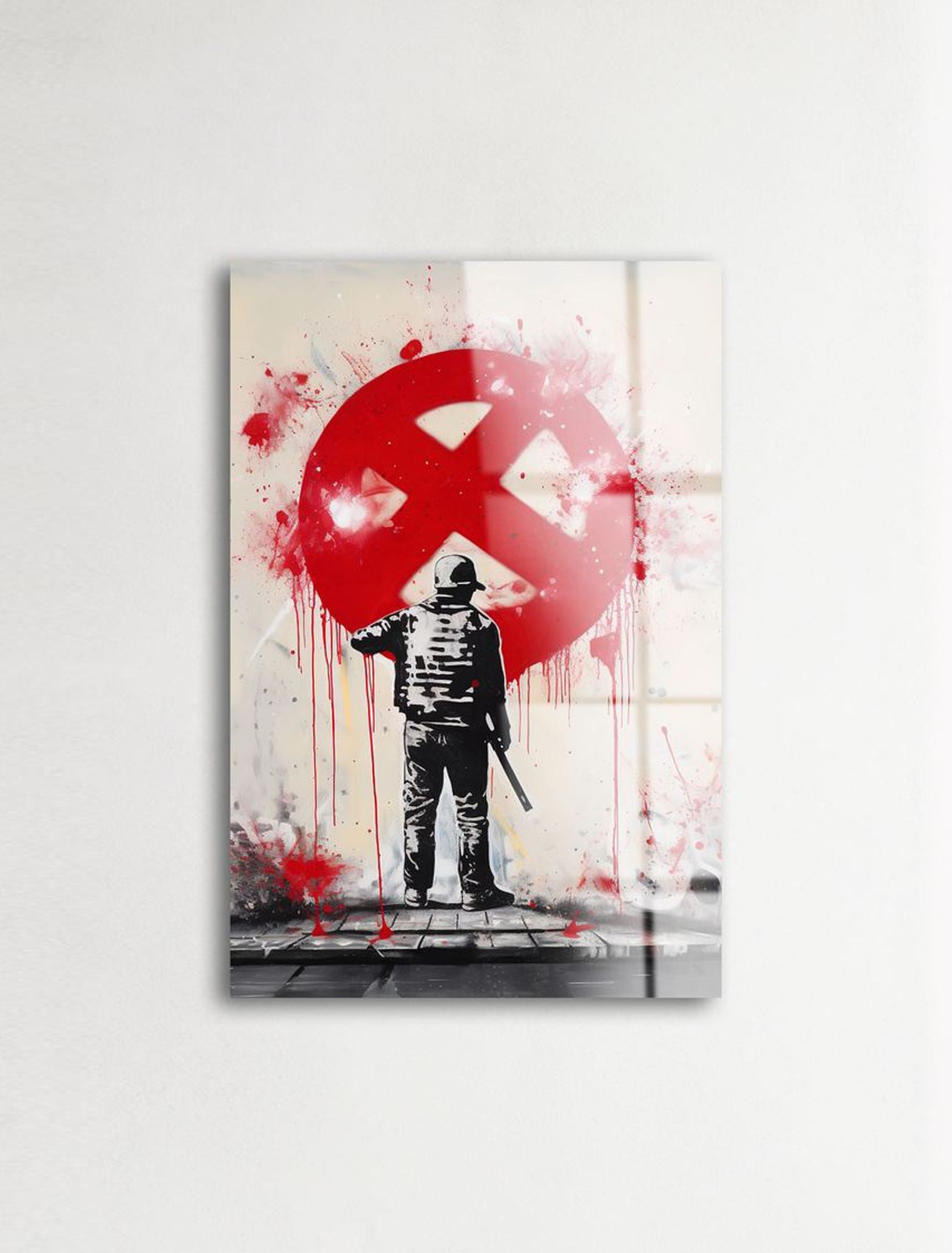 Red X Resistance – Quadro Decorativo em Vidro Acrílico 100% Grau Ótico (3 mm), 44 x 66 cm, Multicolor | 186CLV1121