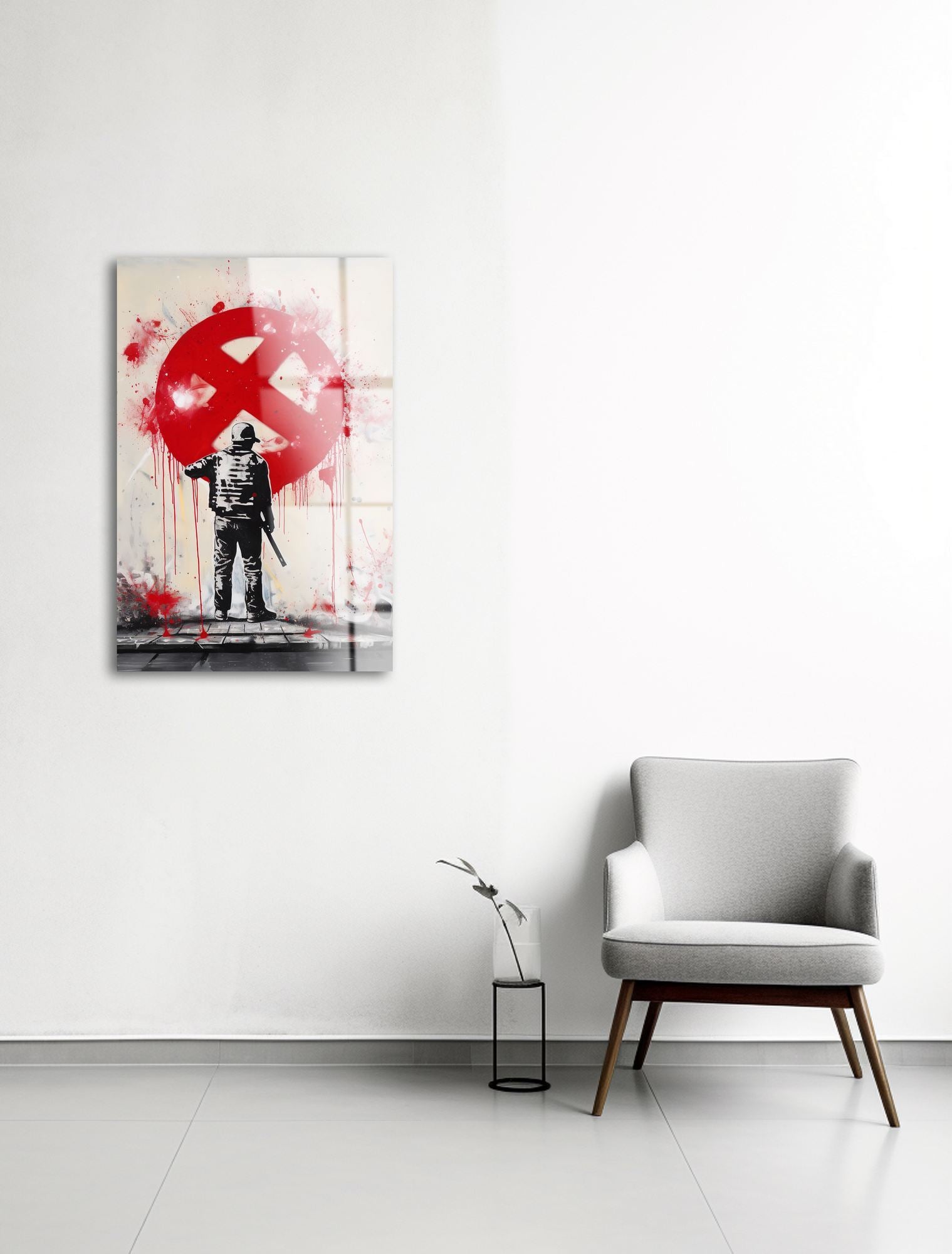 Red X Resistance – Quadro Decorativo em Vidro Acrílico 100% Grau Ótico (3 mm), 44 x 66 cm, Multicolor | 186CLV1121