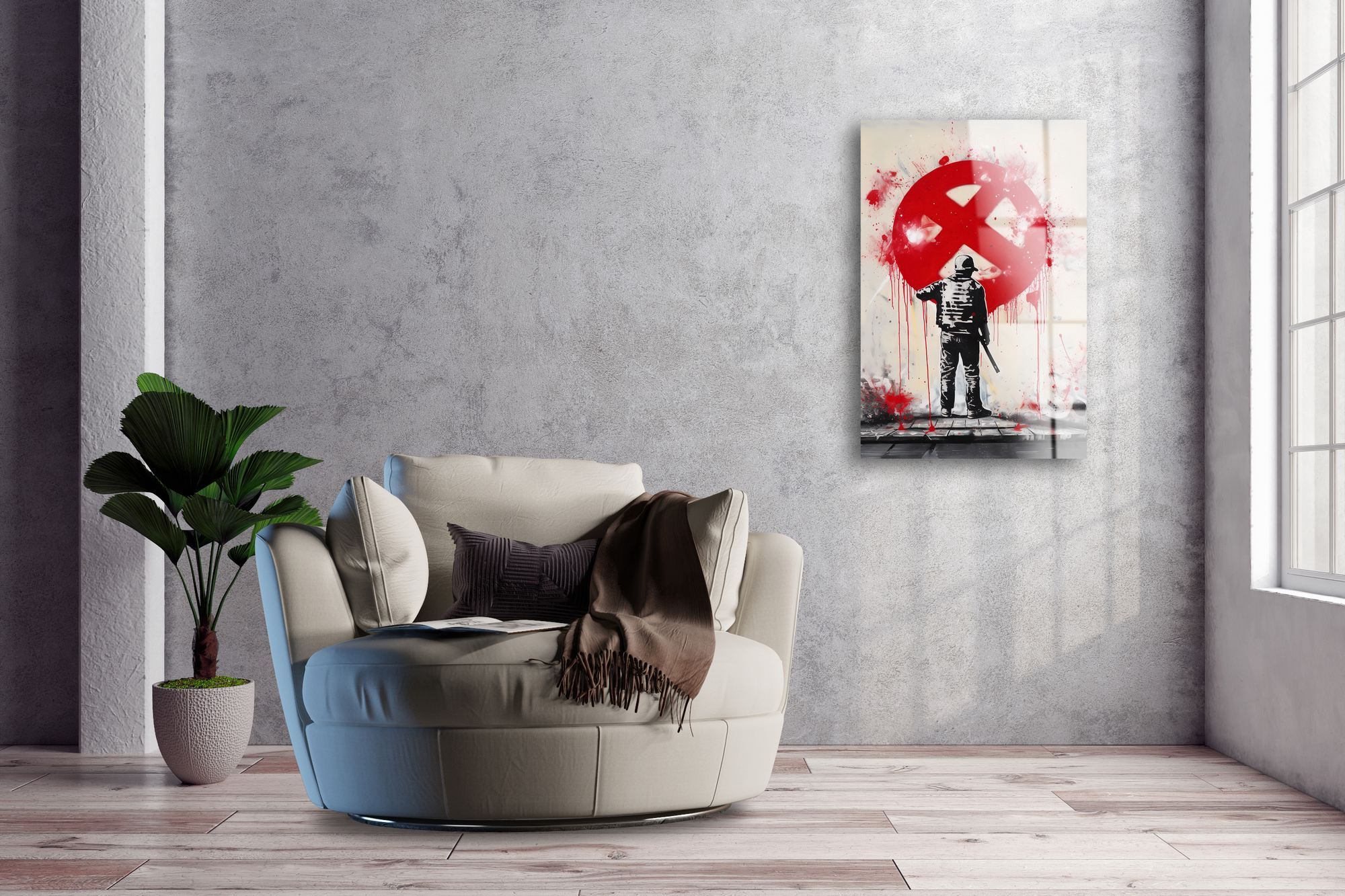 Red X Resistance – Quadro Decorativo em Vidro Acrílico 100% Grau Ótico (3 mm), 44 x 66 cm, Multicolor | 186CLV1121