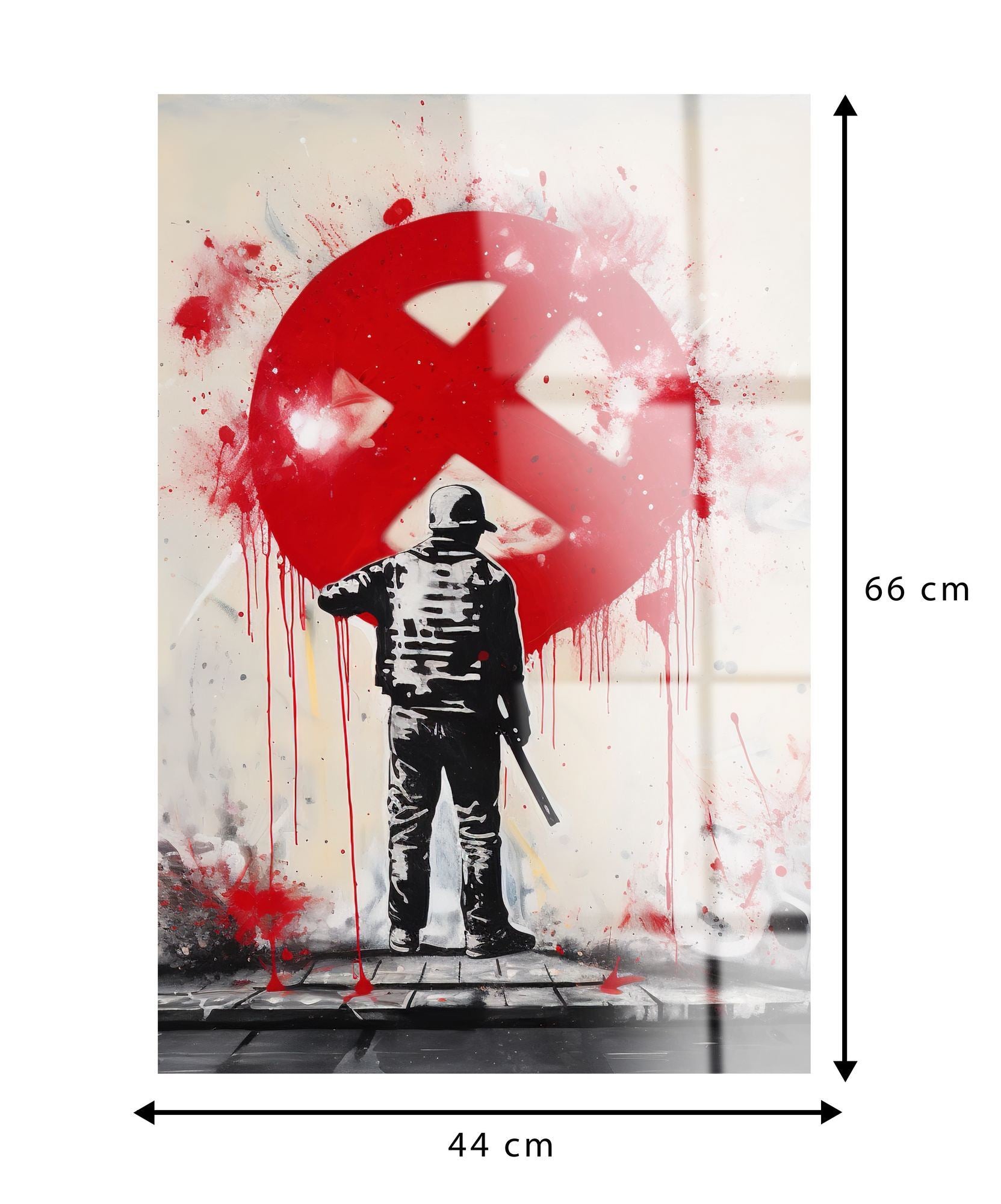 Red X Resistance – Quadro Decorativo em Vidro Acrílico 100% Grau Ótico (3 mm), 44 x 66 cm, Multicolor | 186CLV1121