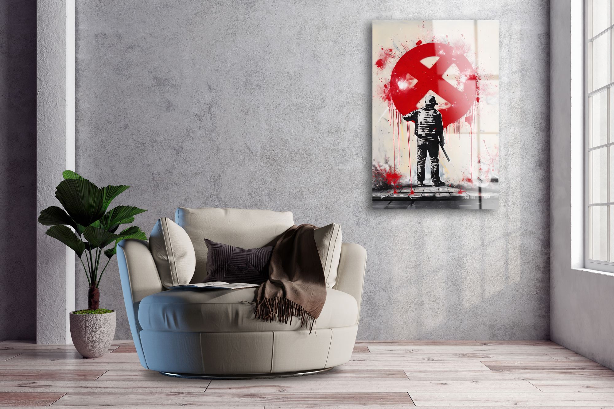 Pintura Decorativa em Vidro Acrílico Red X Resistance – Multicolor, 66 x 99 cm (Acrílico de Grau Óptico 3 mm)