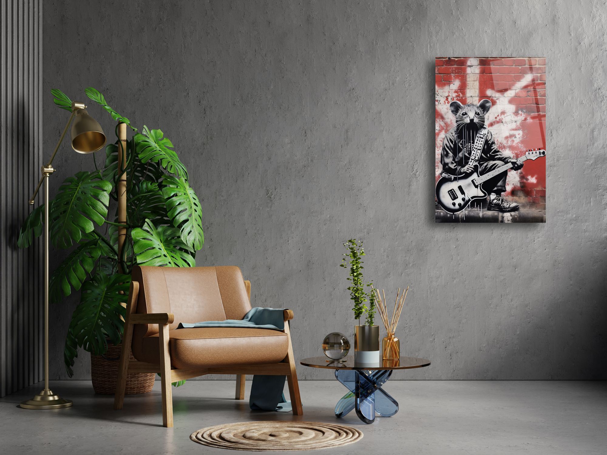 Quadro Decorativo Rockstar Mouse em Vidro Acrílico Óptico 3 mm (44 x 66 cm) – Multicolor