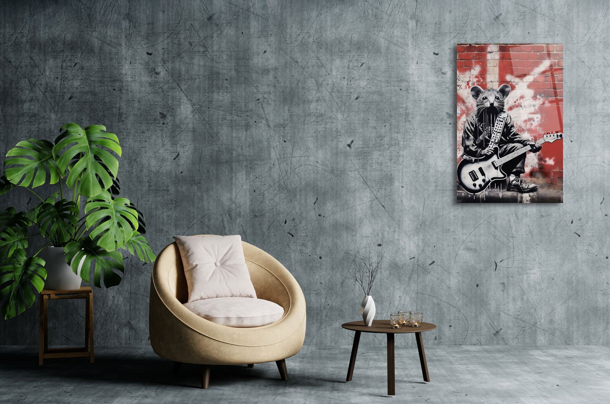 Quadro Decorativo Rockstar Mouse em Vidro Acrílico Óptico 3 mm (44 x 66 cm) – Multicolor