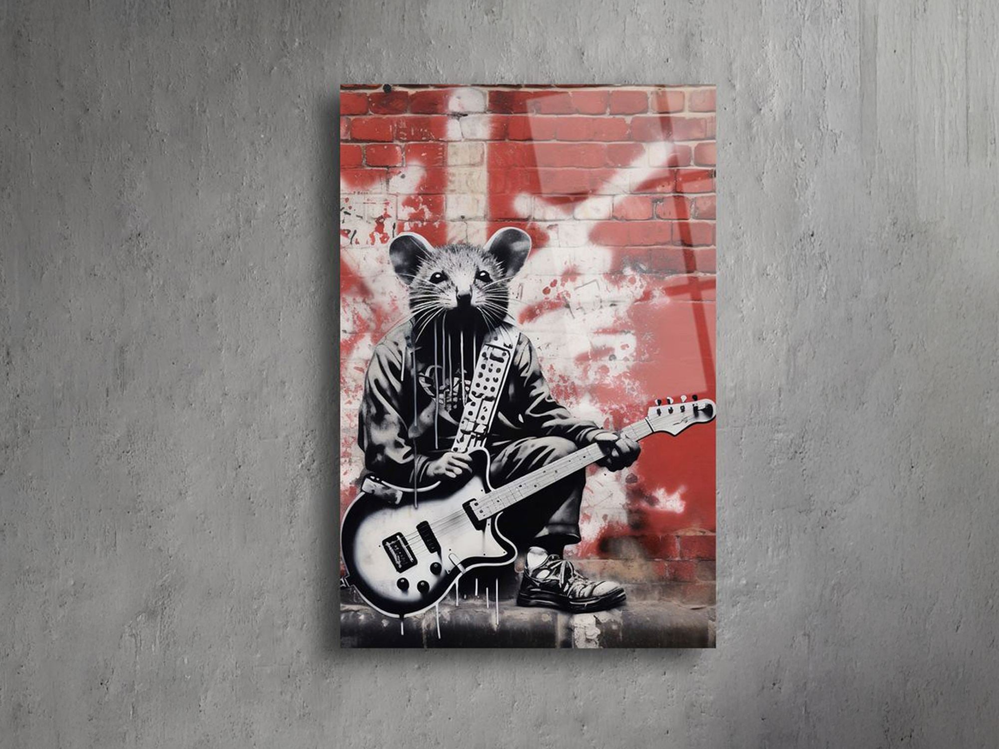 Quadro Decorativo em Acrílico de Grau Ótico 3 mm “Rockstar Mouse” — Multicolor, 66 x 99 cm