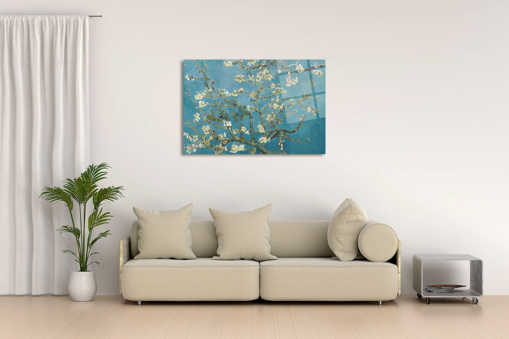Almond Blossoms — Quadro Decorativo em Vidro Acrílico Ótico, Multicolor, 66 x 99 cm (3 mm)
