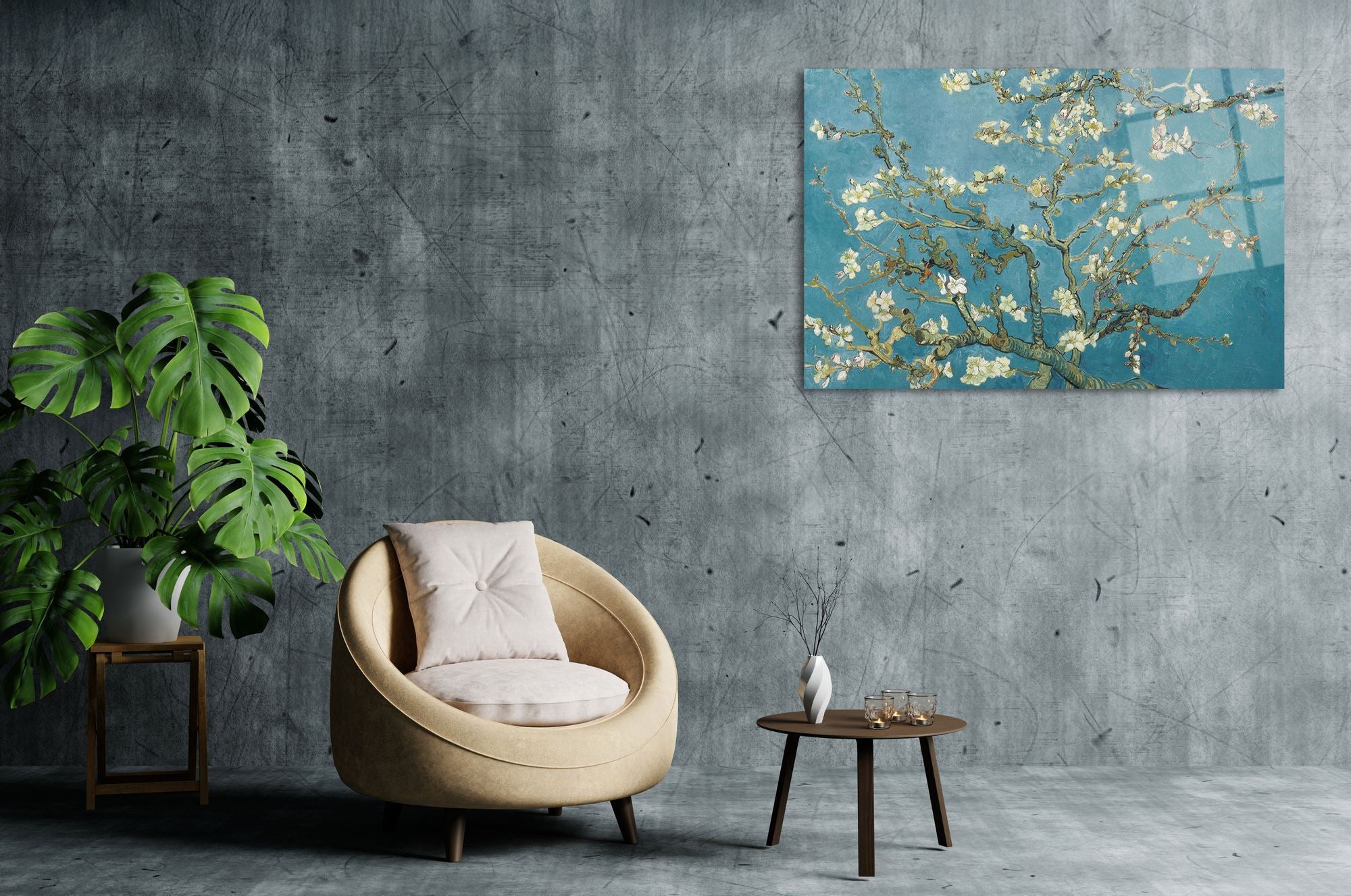 Almond Blossoms — Quadro Decorativo em Vidro Acrílico Ótico, Multicolor, 66 x 99 cm (3 mm)