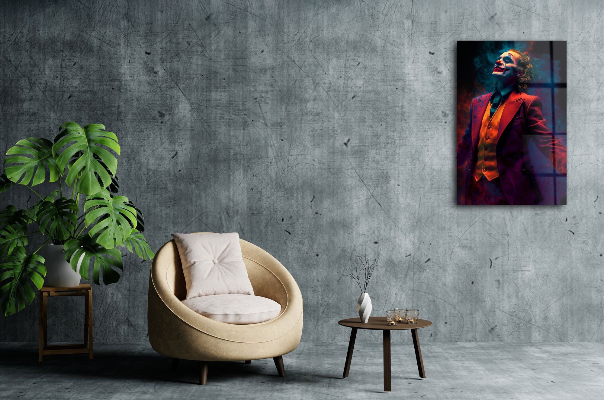 Joker Street Art — Quadro Decorativo em Vidro Acrílico Multicolor, 44 x 66 cm, Acrílico de Grau Óptico 3 mm