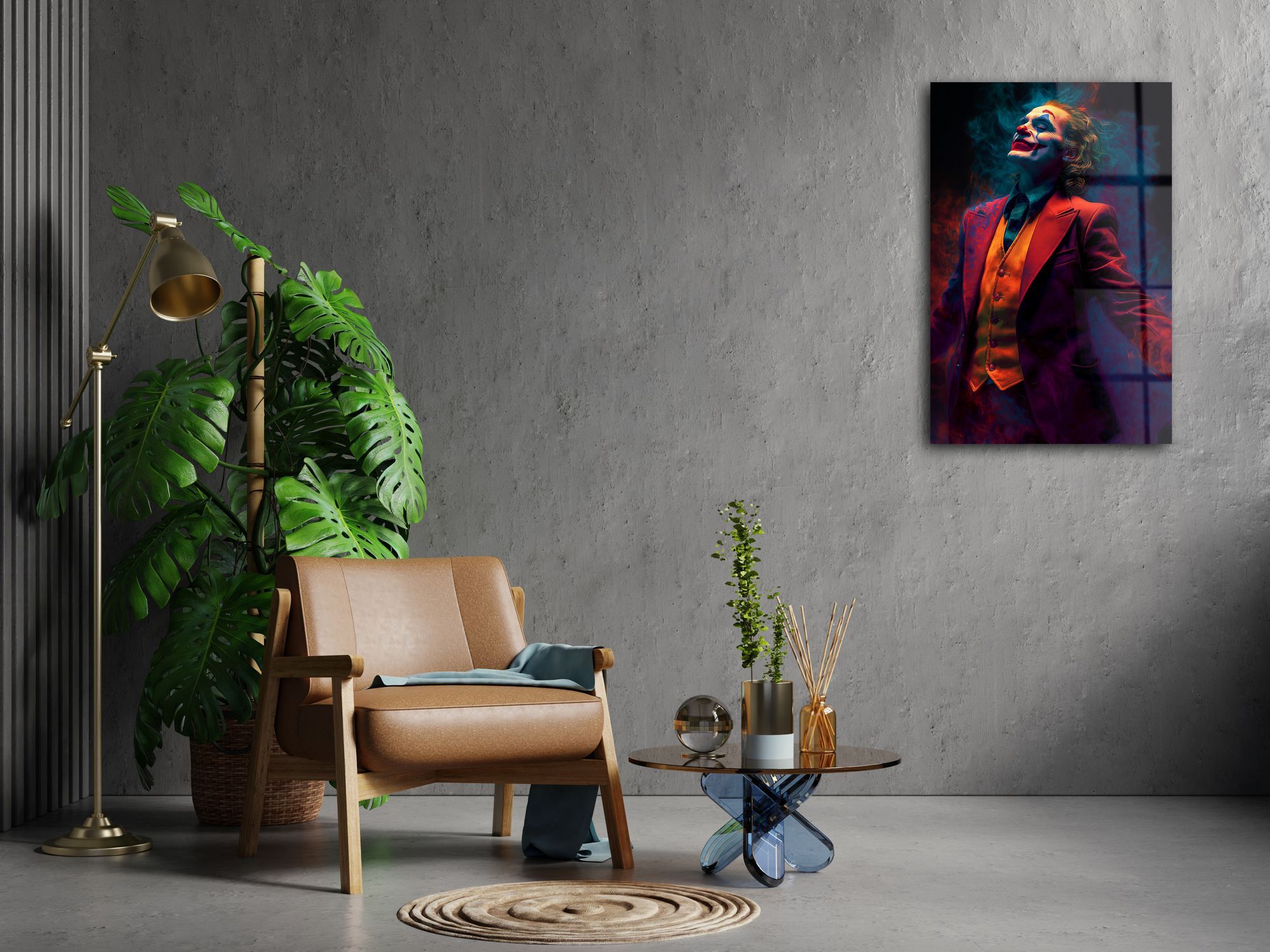 Joker Street Art — Quadro Decorativo em Vidro Acrílico Multicolor, 44 x 66 cm, Acrílico de Grau Óptico 3 mm