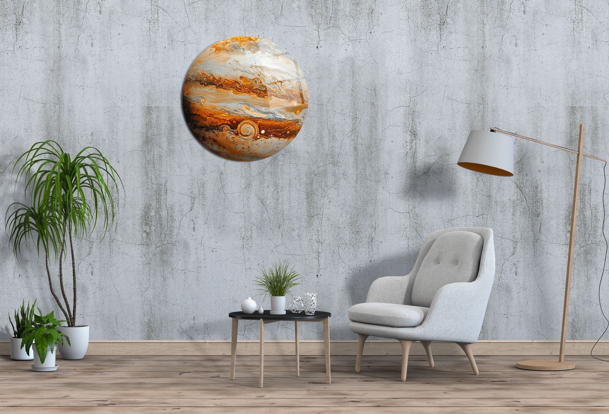 Jupiter's Embrace – Quadro Decorativo em Acrílico 100% Óptico (3 mm), Multicolor, Ø55 cm