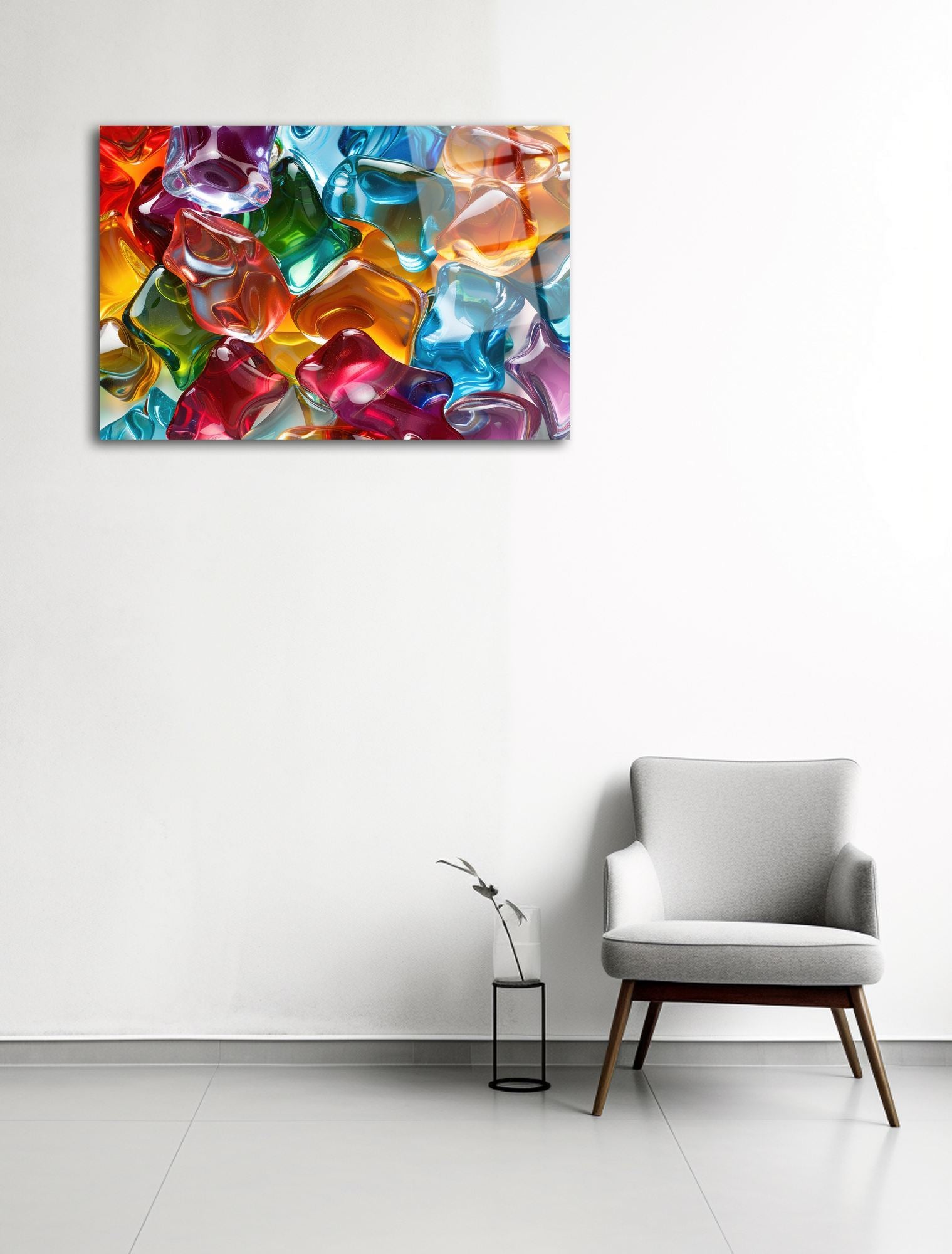 Jelly — Quadro Decorativo em Vidro Acrílico 100% de Grau Ótico, 3 mm (66 x 99 cm) – Multicolor