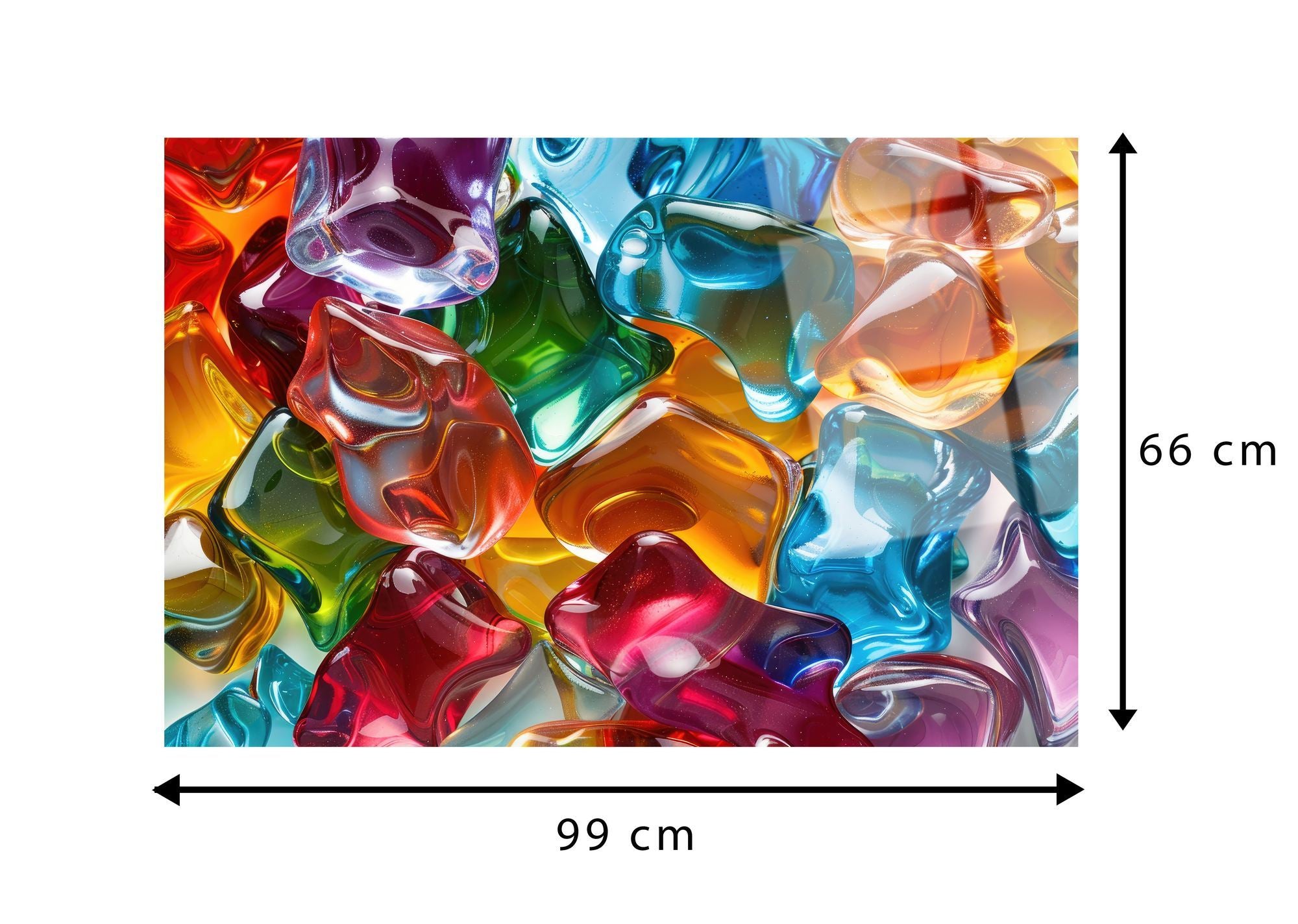 Jelly — Quadro Decorativo em Vidro Acrílico 100% de Grau Ótico, 3 mm (66 x 99 cm) – Multicolor