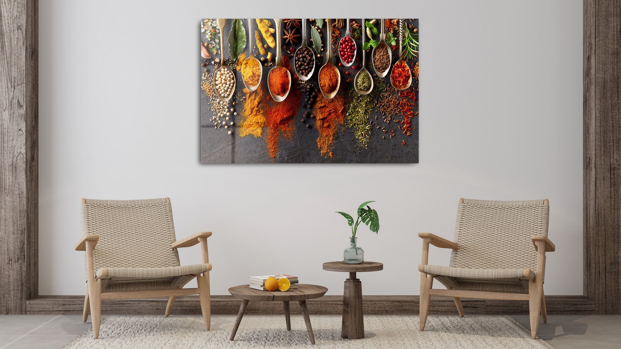 Spice Symphony – Quadro Decorativo em Vidro Acrílico 100% de Grau Óptico (3 mm), Multicolor, 66 x 99 cm