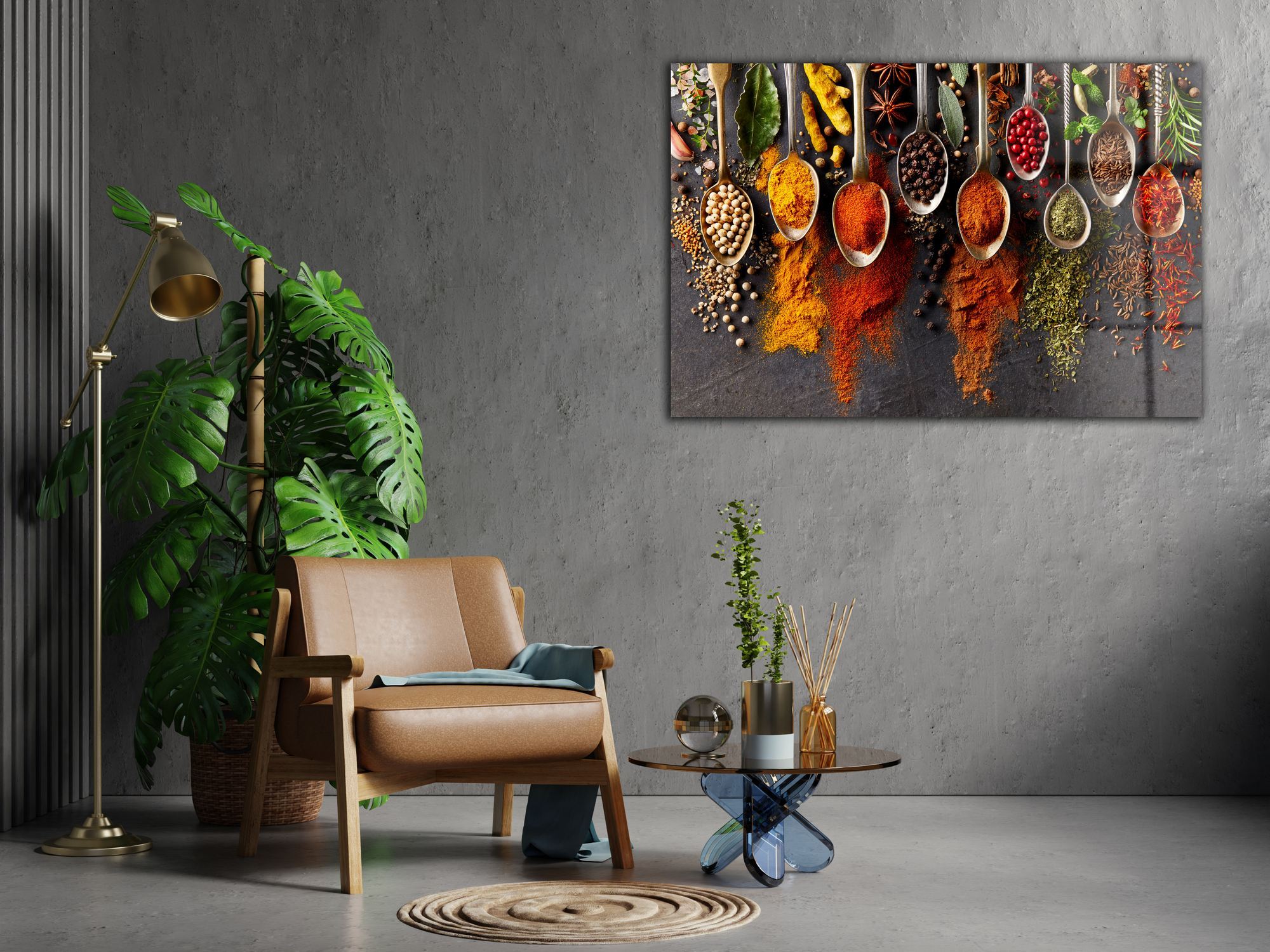 Spice Symphony – Quadro Decorativo em Vidro Acrílico 100% de Grau Óptico (3 mm), Multicolor, 66 x 99 cm