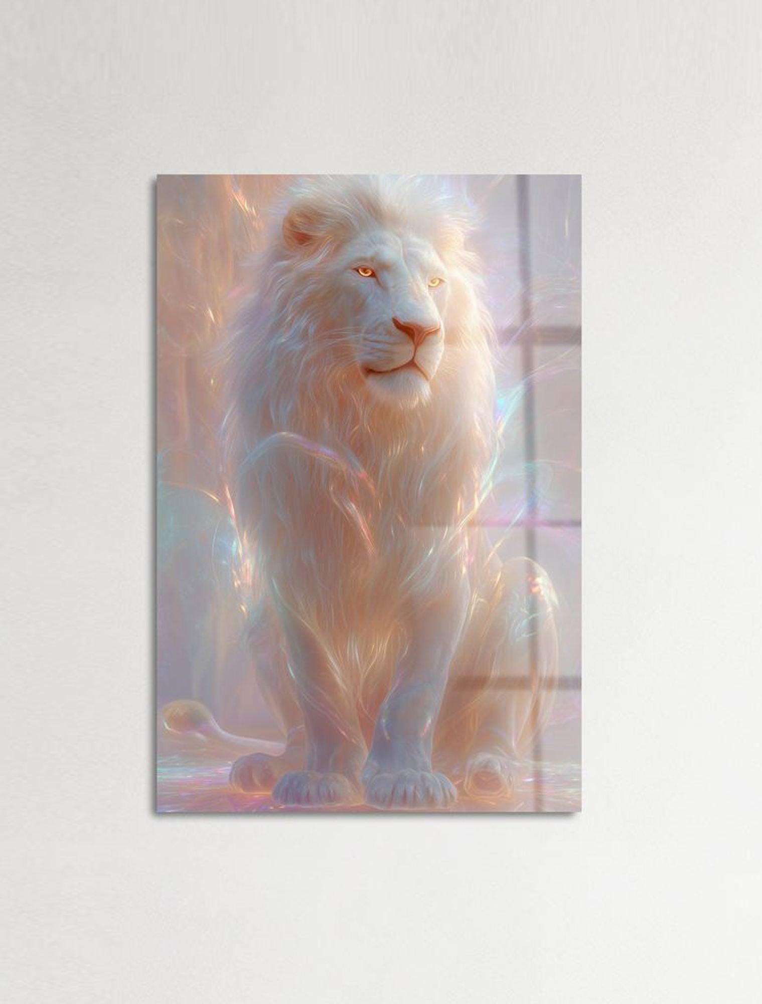 Quadro Decorativo Glow Lion em Vidro Acrílico Óptico 3 mm (44 x 66 cm) – Multicolor