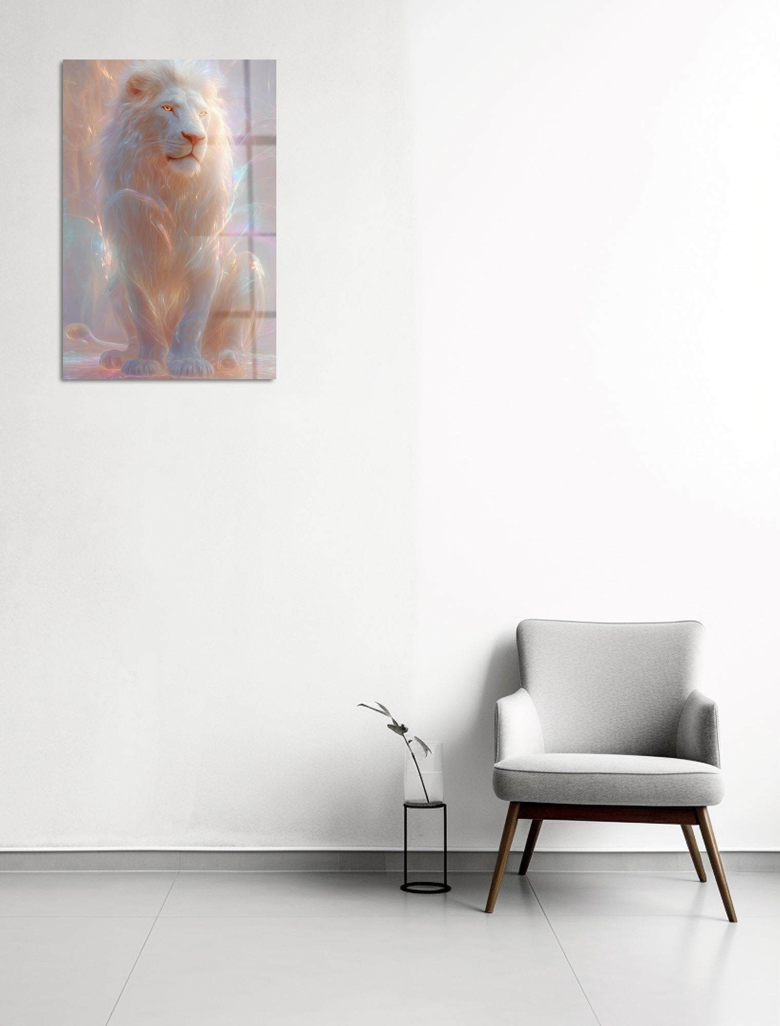 Quadro Decorativo Glow Lion em Vidro Acrílico Óptico 3 mm (44 x 66 cm) – Multicolor