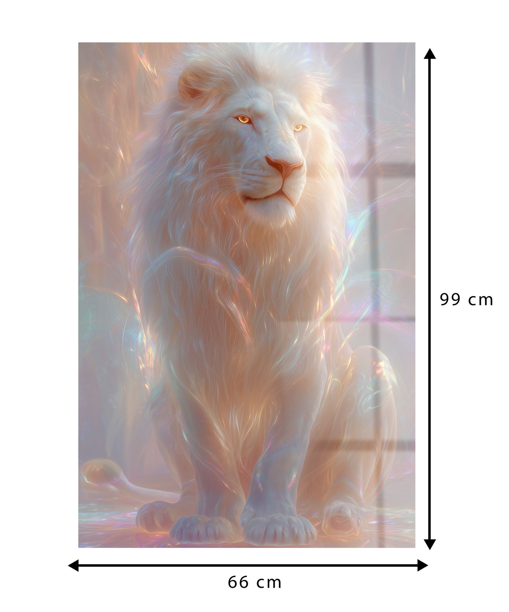 Leão Luminoso — Quadro Decorativo em Acrílico Óptico (3 mm), Multicolor, 66 x 99 cm