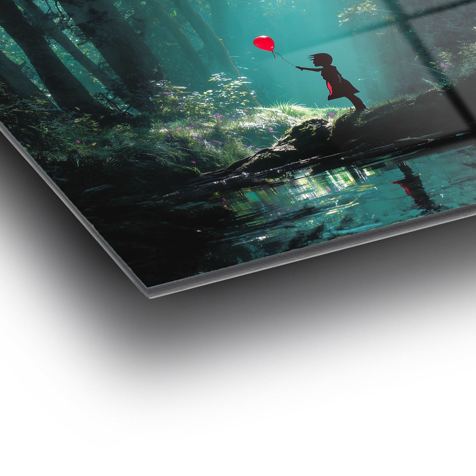 Quadro Banksy "Girl with Balloon" em Vidro Acrílico Óptico 100% (44 x 66 cm) – Multicolor