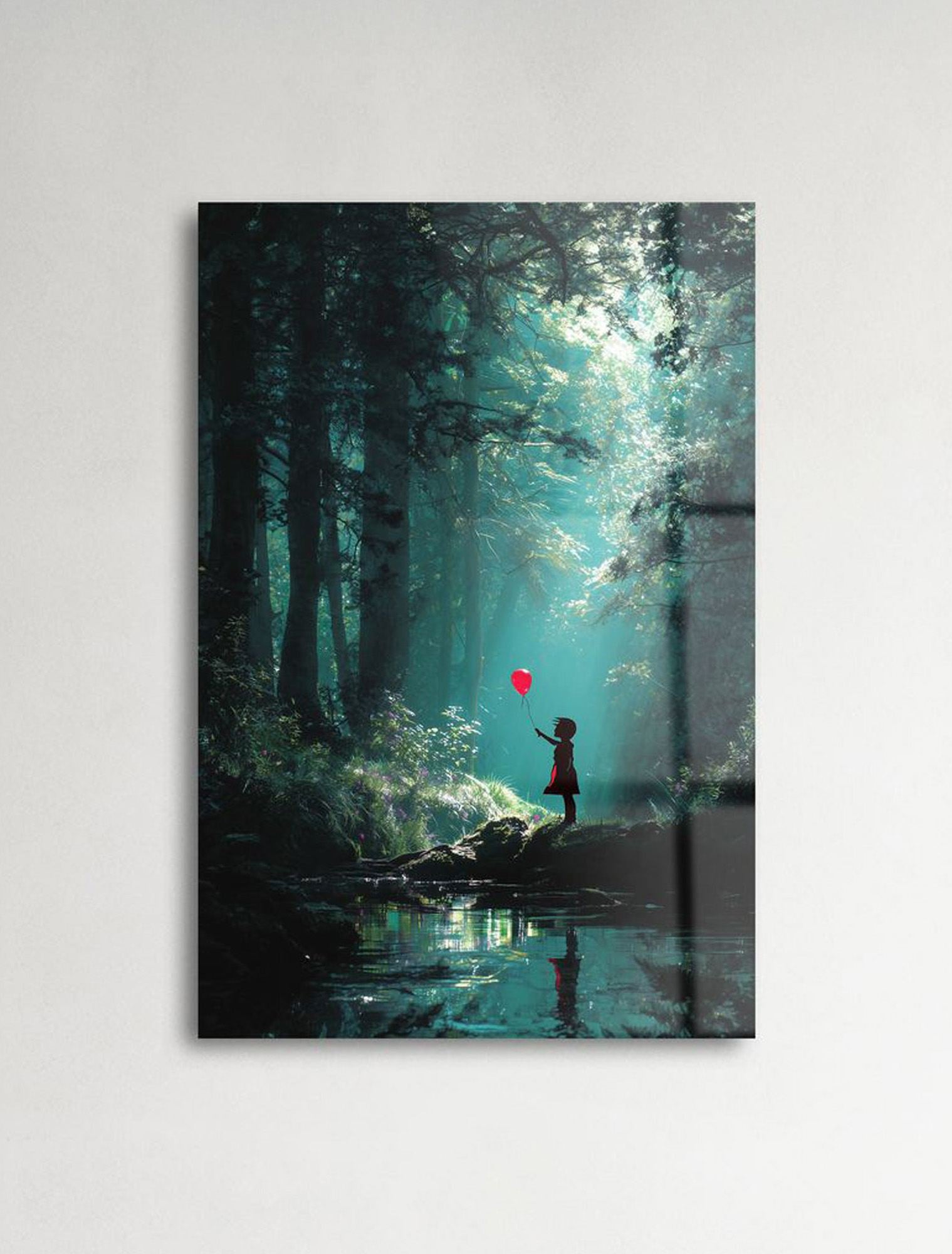 Banksy — Girl with Balloon em Acrílico Ótico (66 x 99 cm) — Quadro Decorativo Multicolor