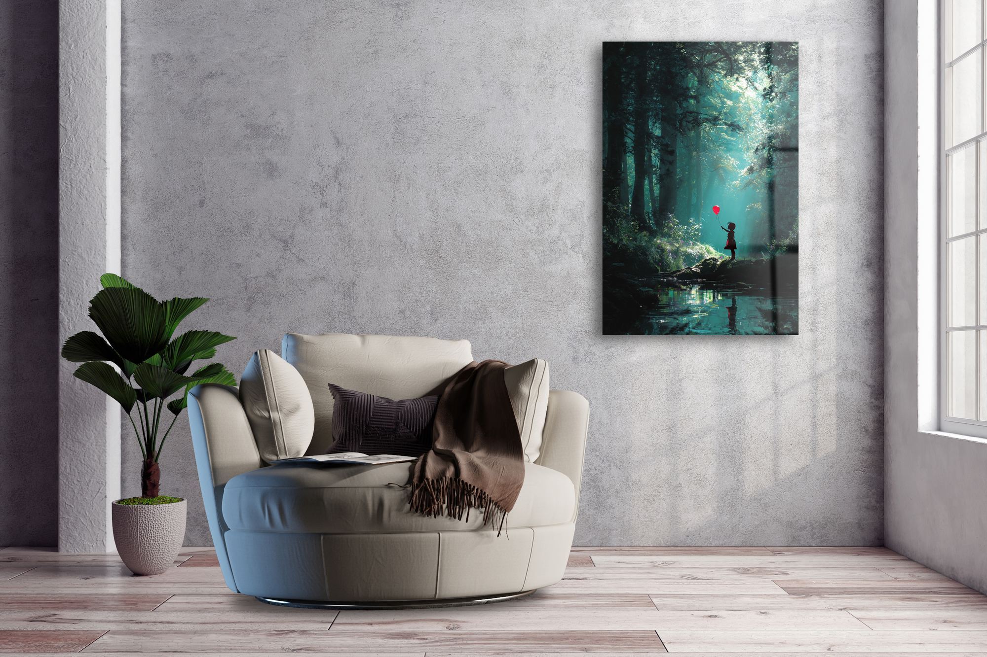 Banksy — Girl with Balloon em Acrílico Ótico (66 x 99 cm) — Quadro Decorativo Multicolor