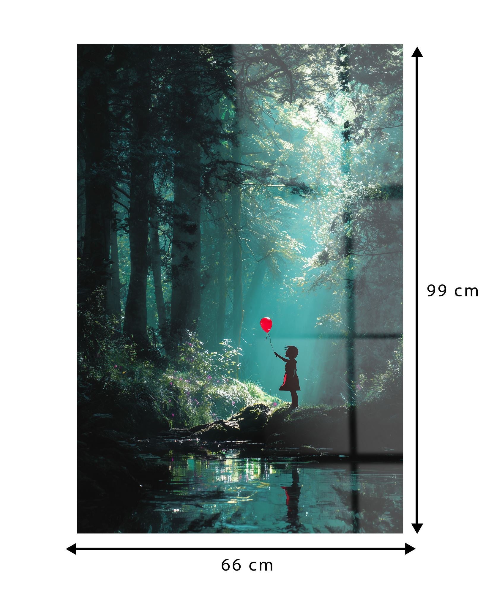 Banksy — Girl with Balloon em Acrílico Ótico (66 x 99 cm) — Quadro Decorativo Multicolor