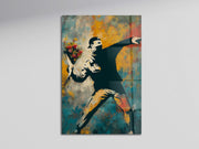 Banksy Flower Protest em Acrílico Óptico 3 mm – Quadro Decorativo Multicolor 66 x 99 cm