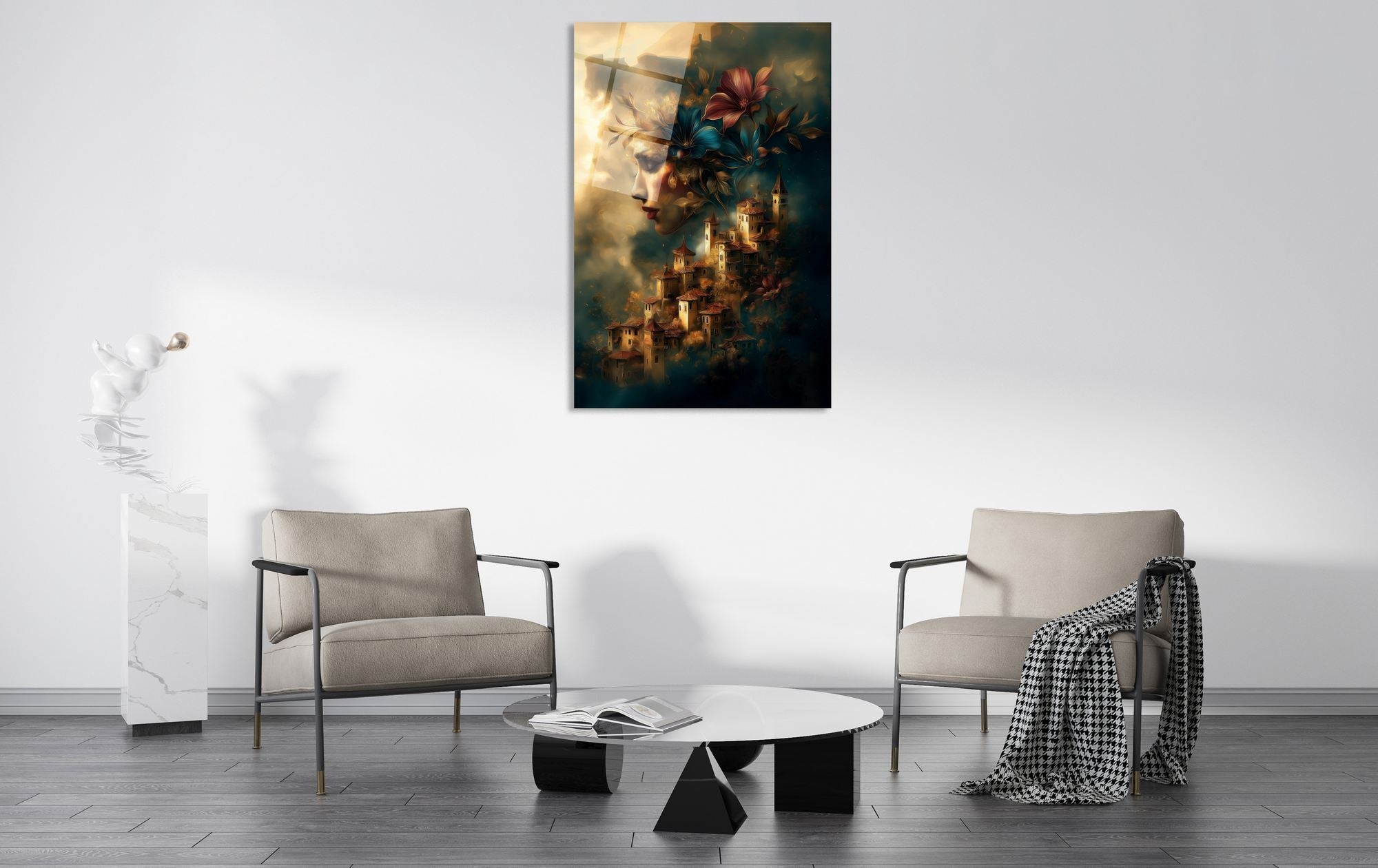 Dream Town – Quadro Decorativo em Vidro Acrílico de Grau Óptico (66 x 99 cm), Multicolor