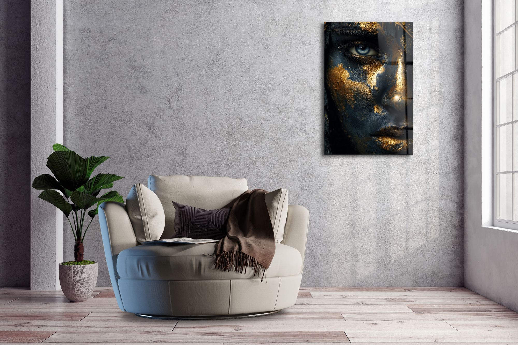 Cosmic Blue Eye – Quadro Decorativo em Vidro Acrílico Óptico 3 mm, Multicolor (44 x 66 cm)