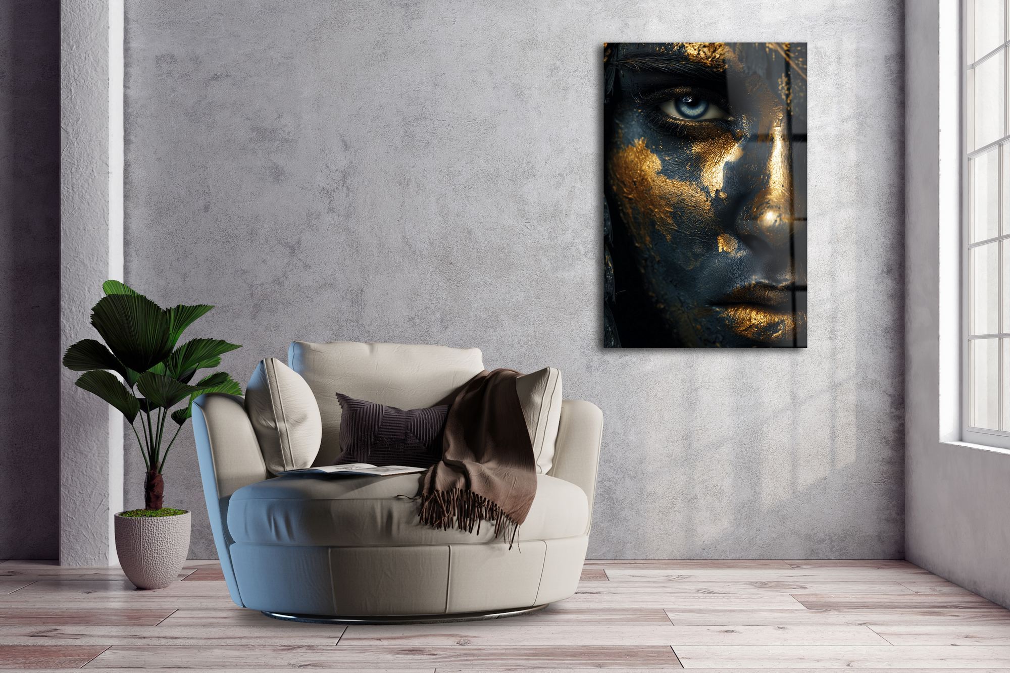 Cosmic Blue Eye – Quadro Decorativo em Vidro Acrílico Óptico 3 mm, Multicolor, 66 x 99 cm