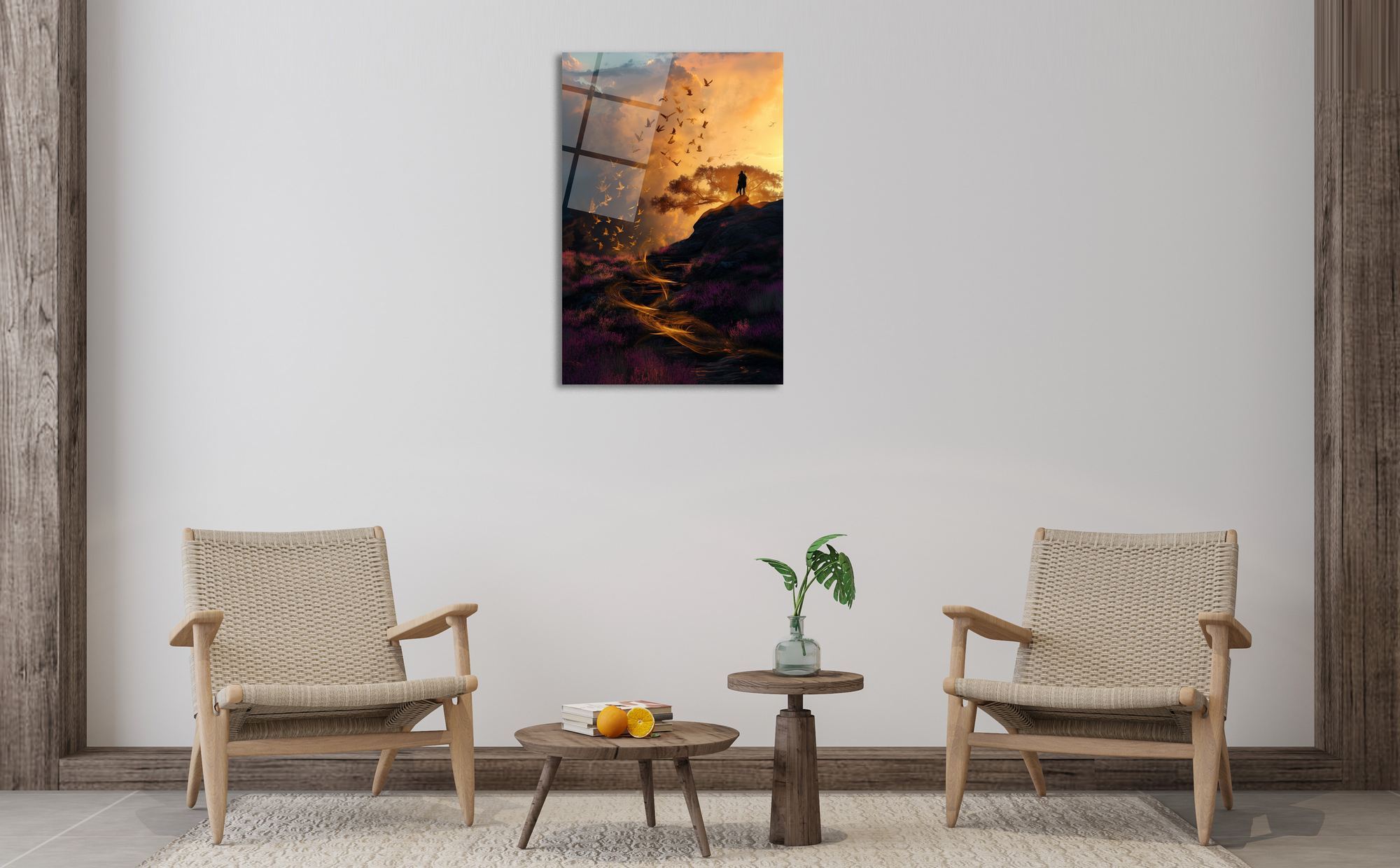 Sunset Path – Quadro Decorativo em Vidro Acrílico 100% Óptico, 3 mm (44 x 66 cm) – Multicolor