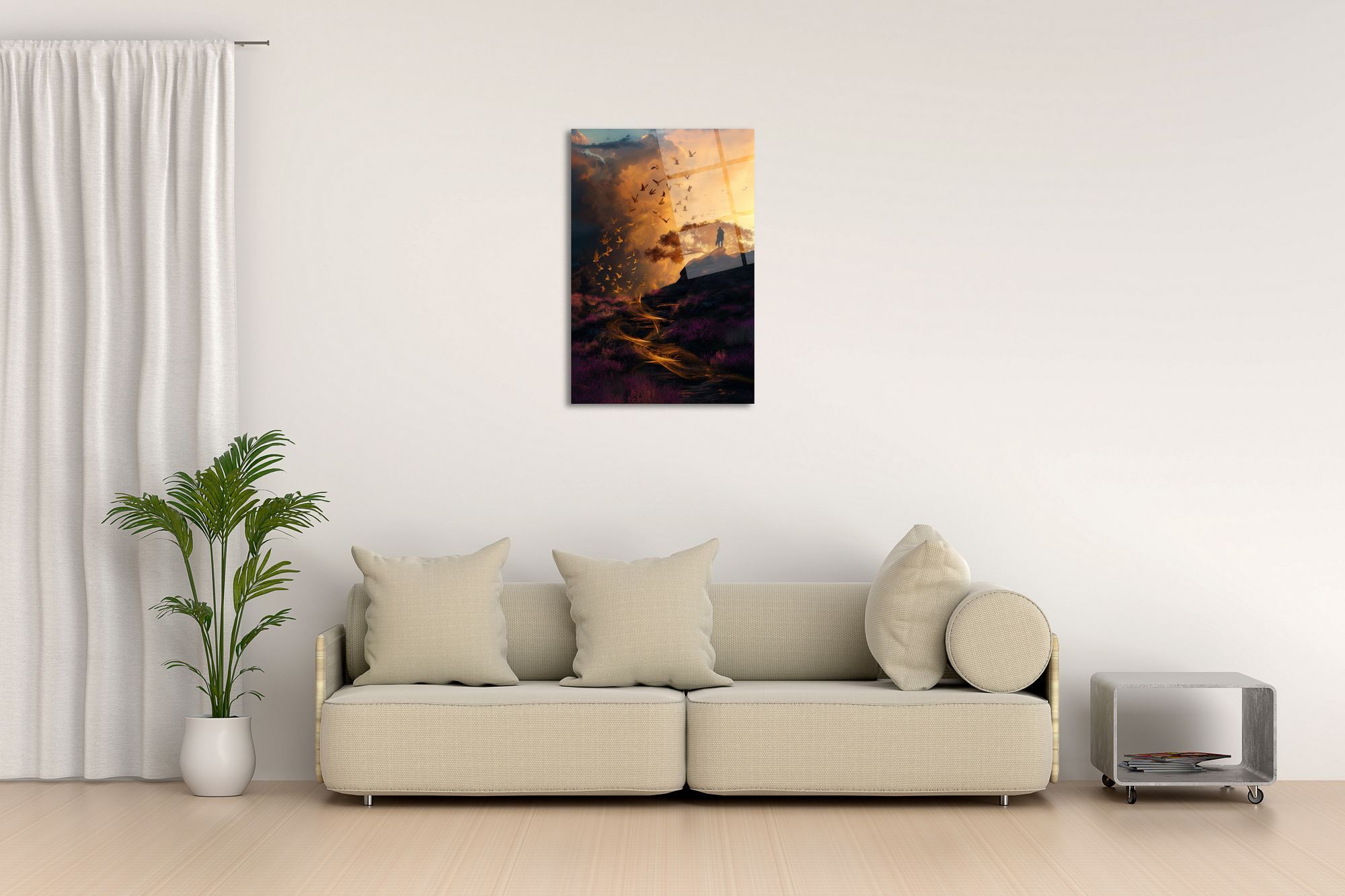 Sunset Path – Quadro Decorativo em Vidro Acrílico 100% Óptico, 3 mm (44 x 66 cm) – Multicolor