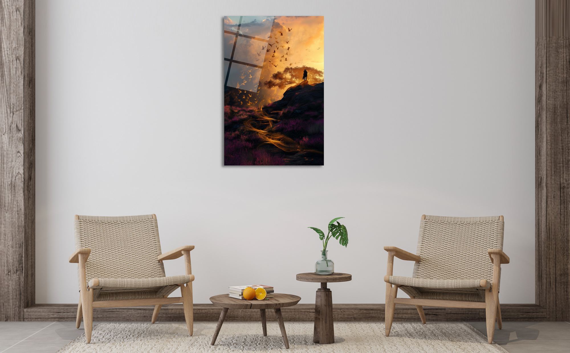 Sunset Path – Quadro Decorativo em Vidro Acrílico 100% Grau Óptico 3 mm, Multicolor, 66 x 99 cm