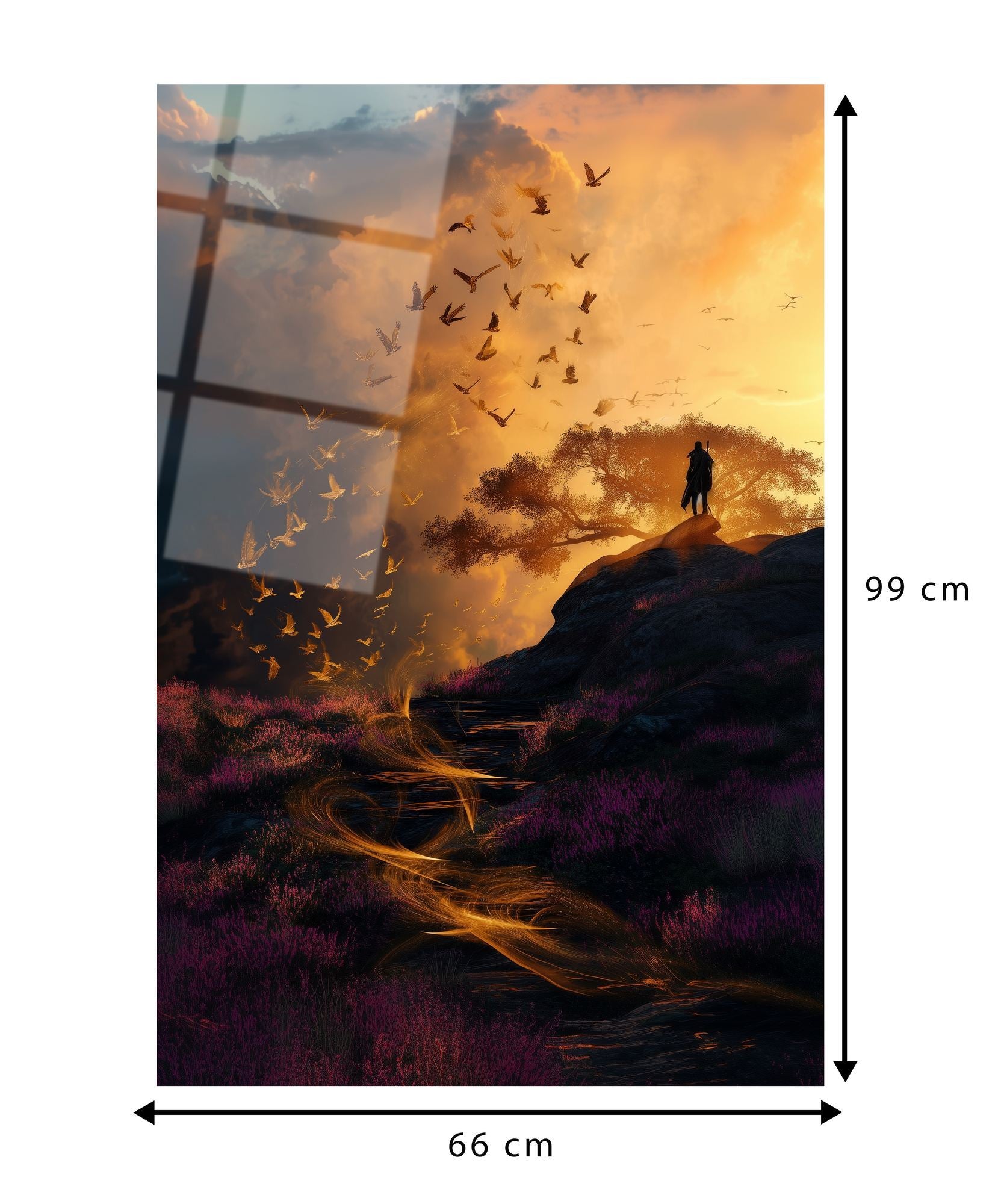 Sunset Path – Quadro Decorativo em Vidro Acrílico 100% Grau Óptico 3 mm, Multicolor, 66 x 99 cm