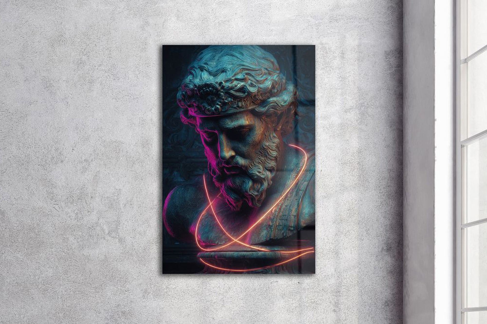 Estátua Néon — Quadro Decorativo em Acrílico 100% de Grau Óptico (3 mm), Multicor, 44 x 66 cm (Ref. 186CLV1148)