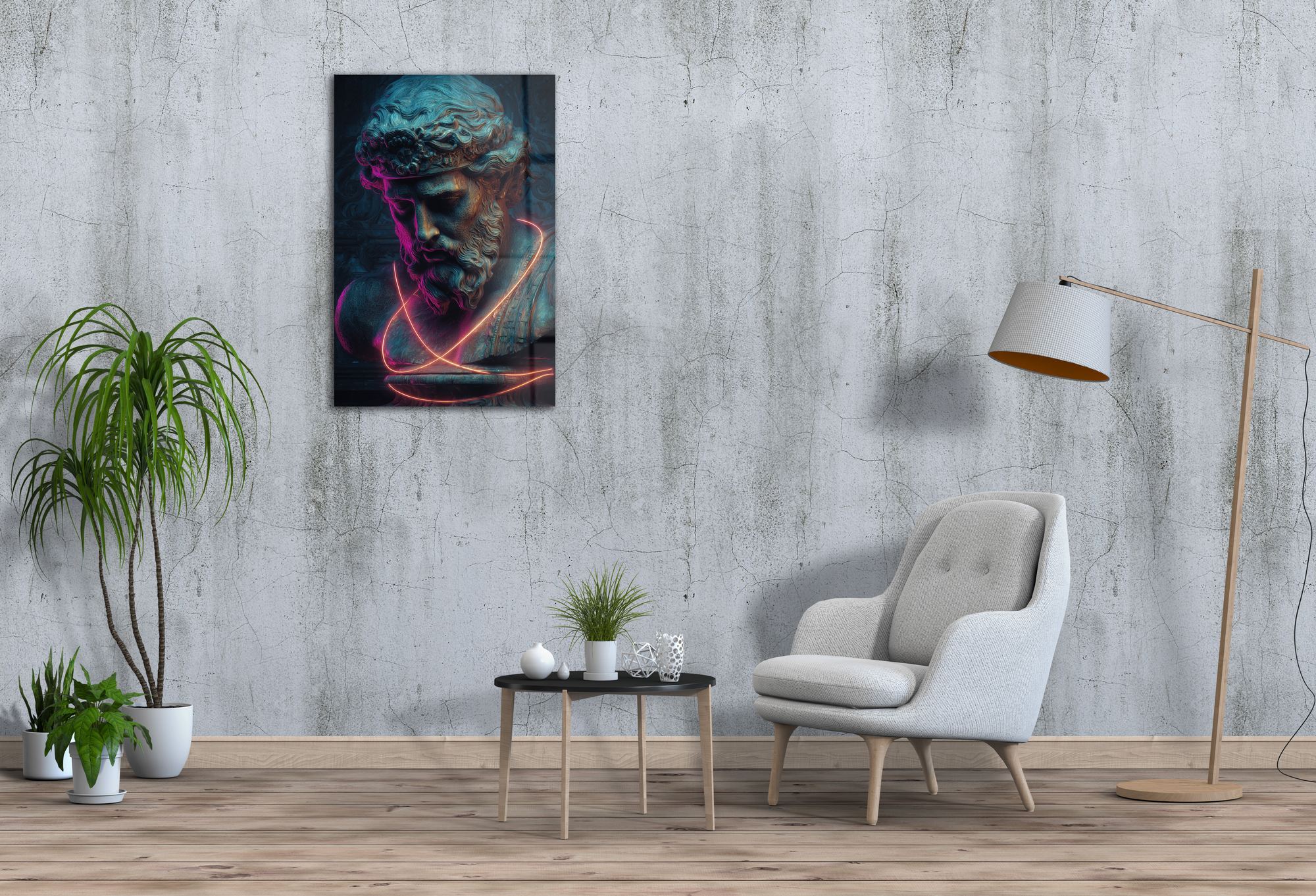Estátua Néon — Quadro Decorativo em Acrílico 100% de Grau Óptico (3 mm), Multicor, 44 x 66 cm (Ref. 186CLV1148)